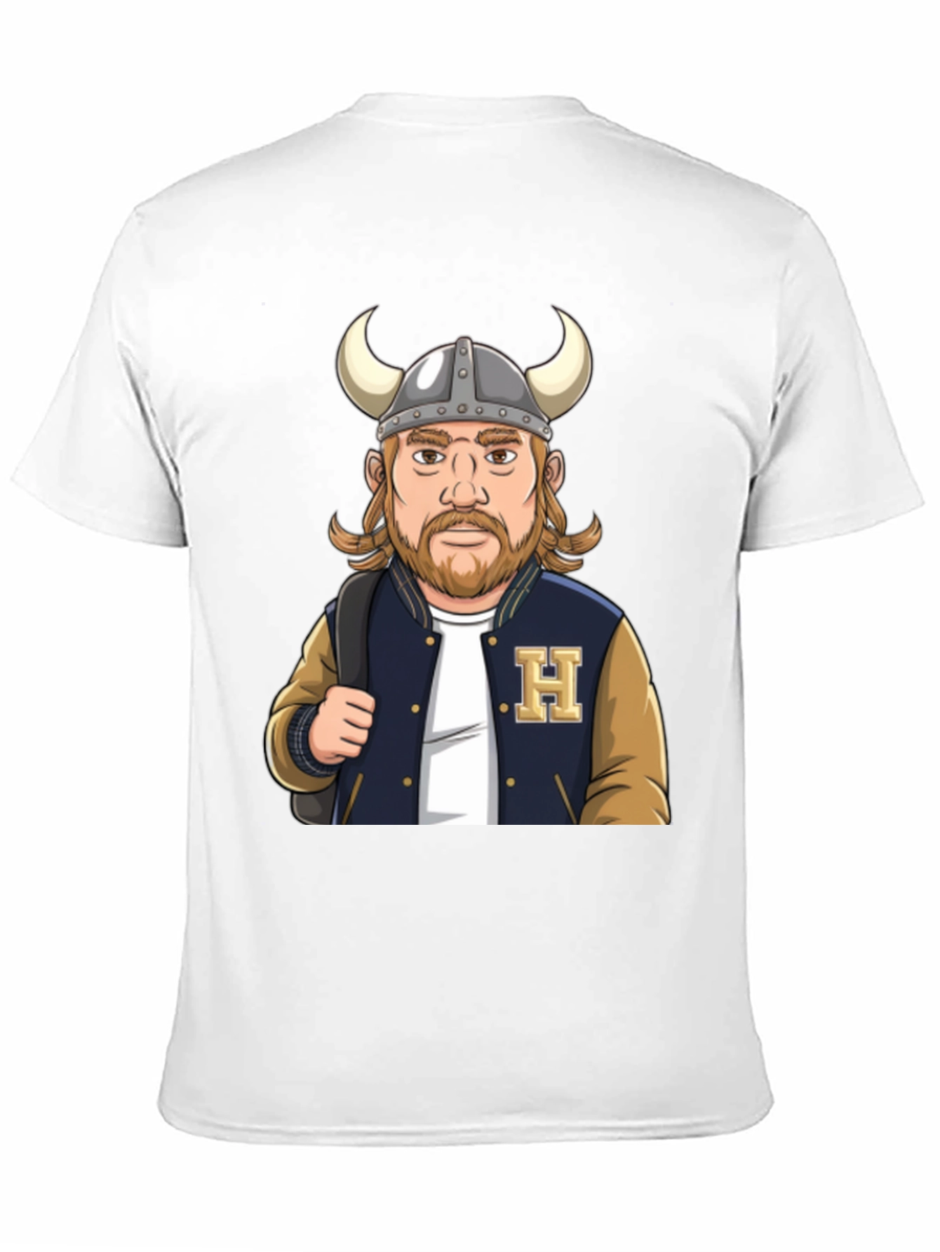 Viking Varsity T-Shirt: Horned Helmet Design