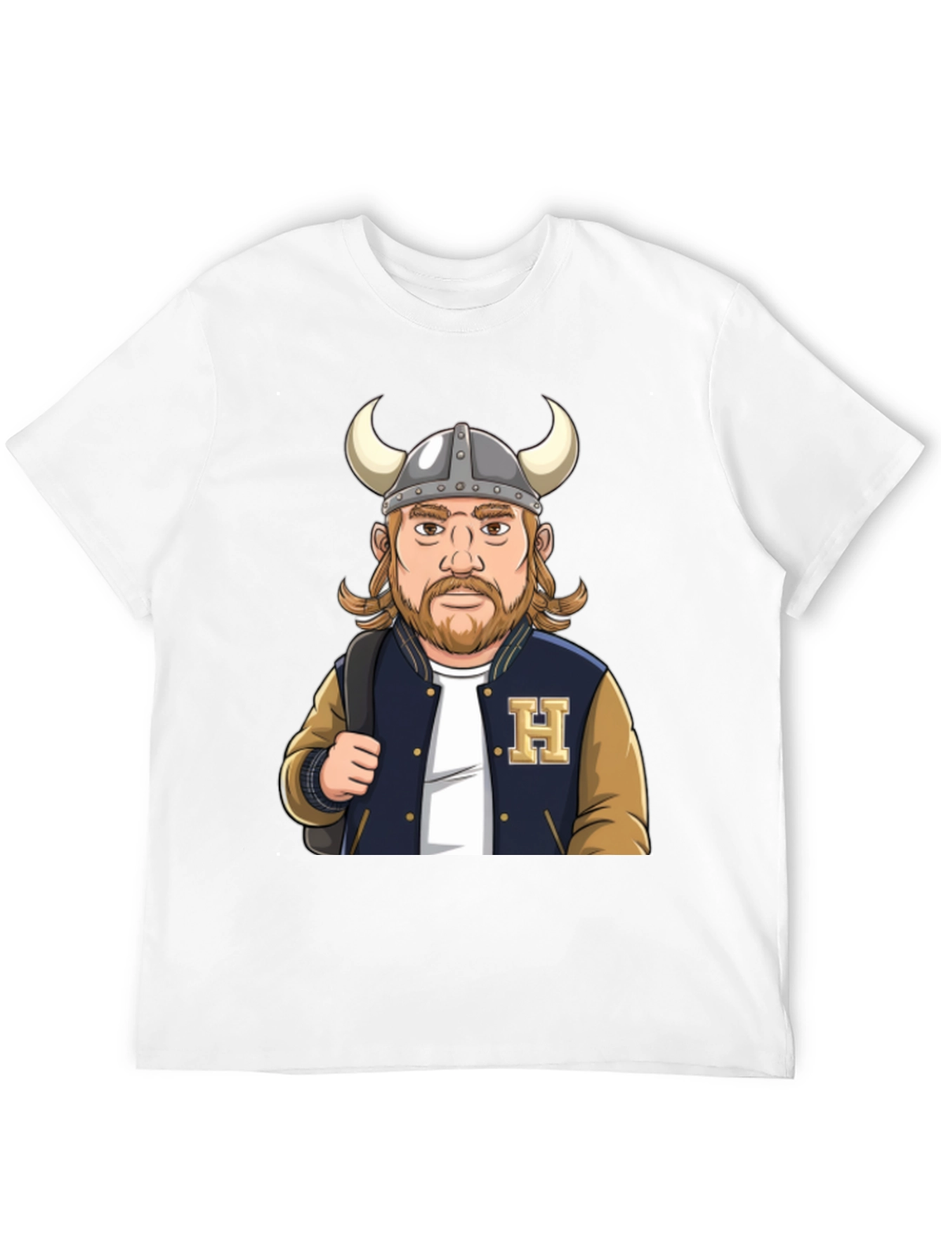 Viking Varsity T-Shirt: Horned Helmet Design