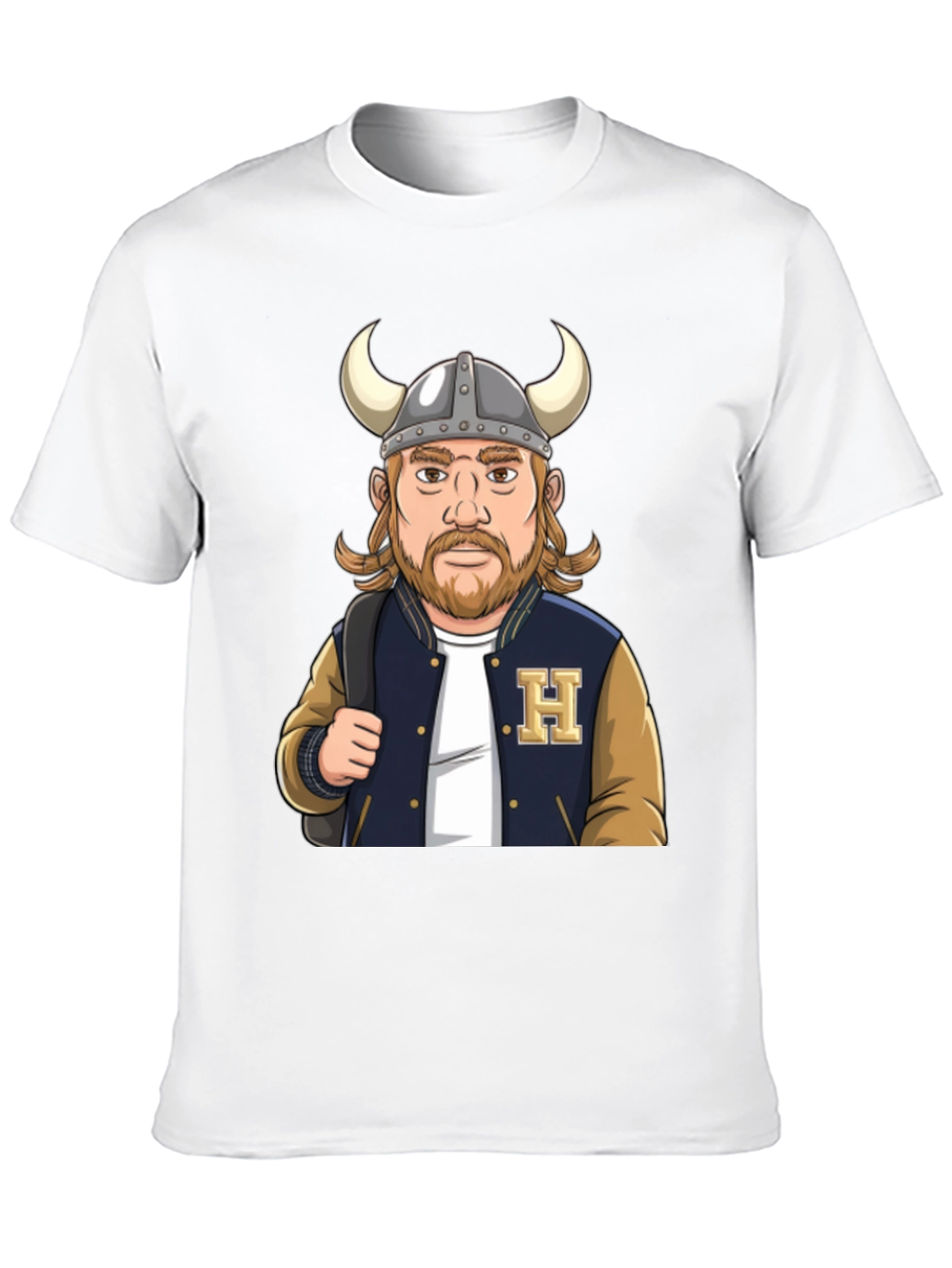 Viking Varsity T-Shirt: Horned Helmet Design