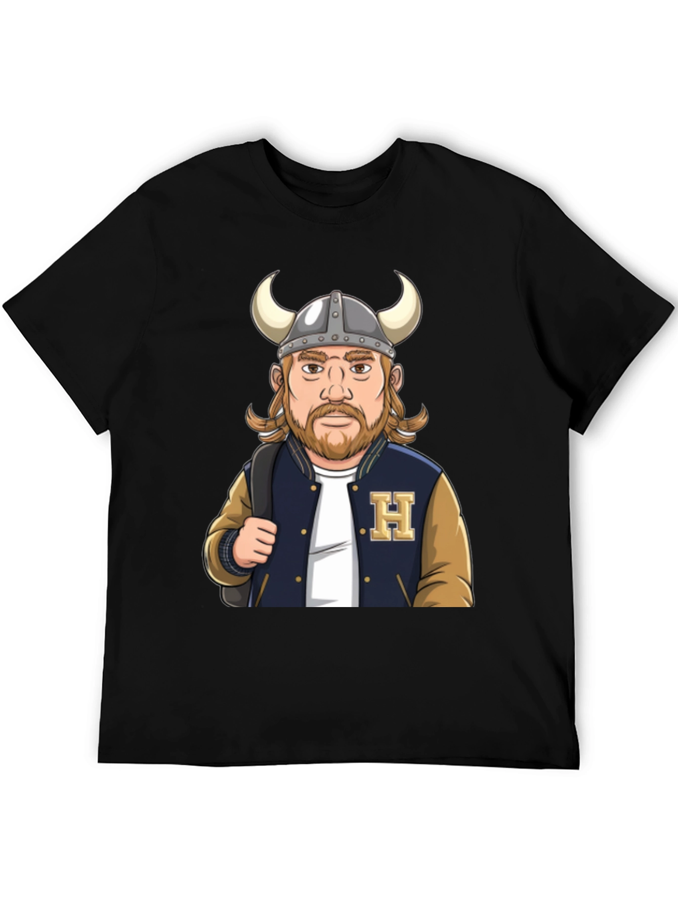 Viking Varsity T-Shirt: Horned Helmet Design