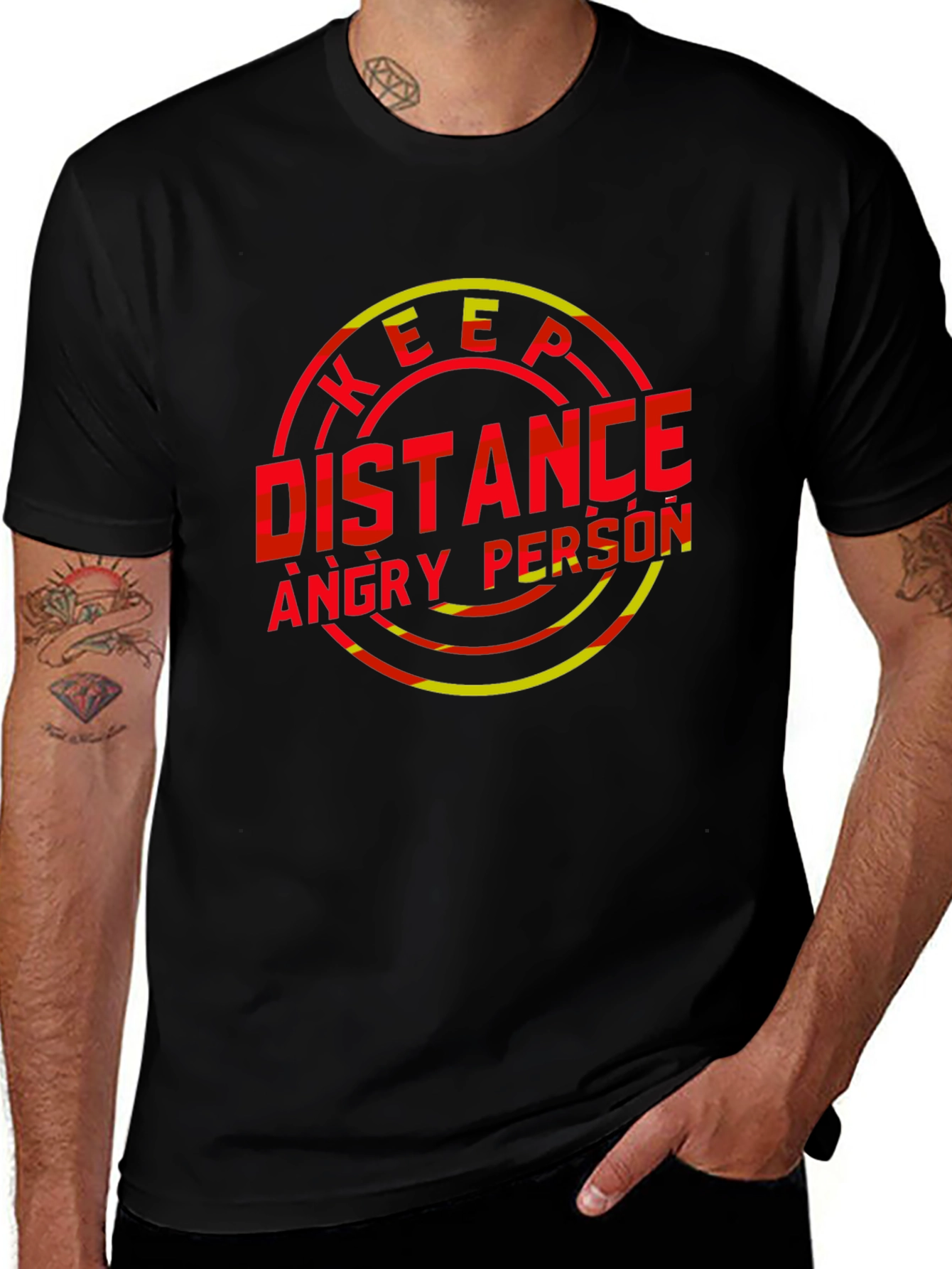 Keep Distance Angry Person Graphic T-Shirt