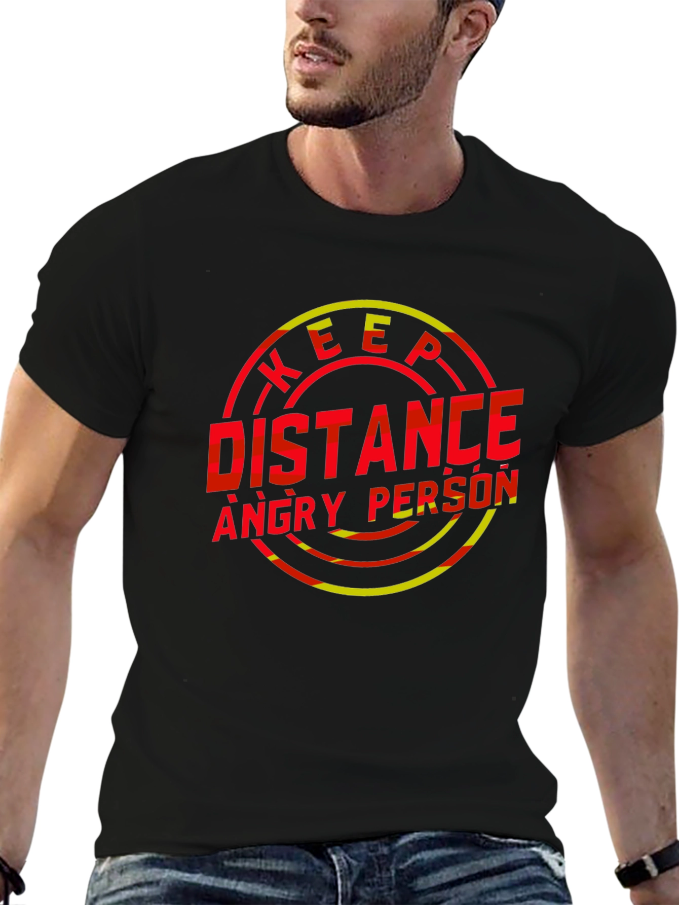 Keep Distance Angry Person Graphic T-Shirt