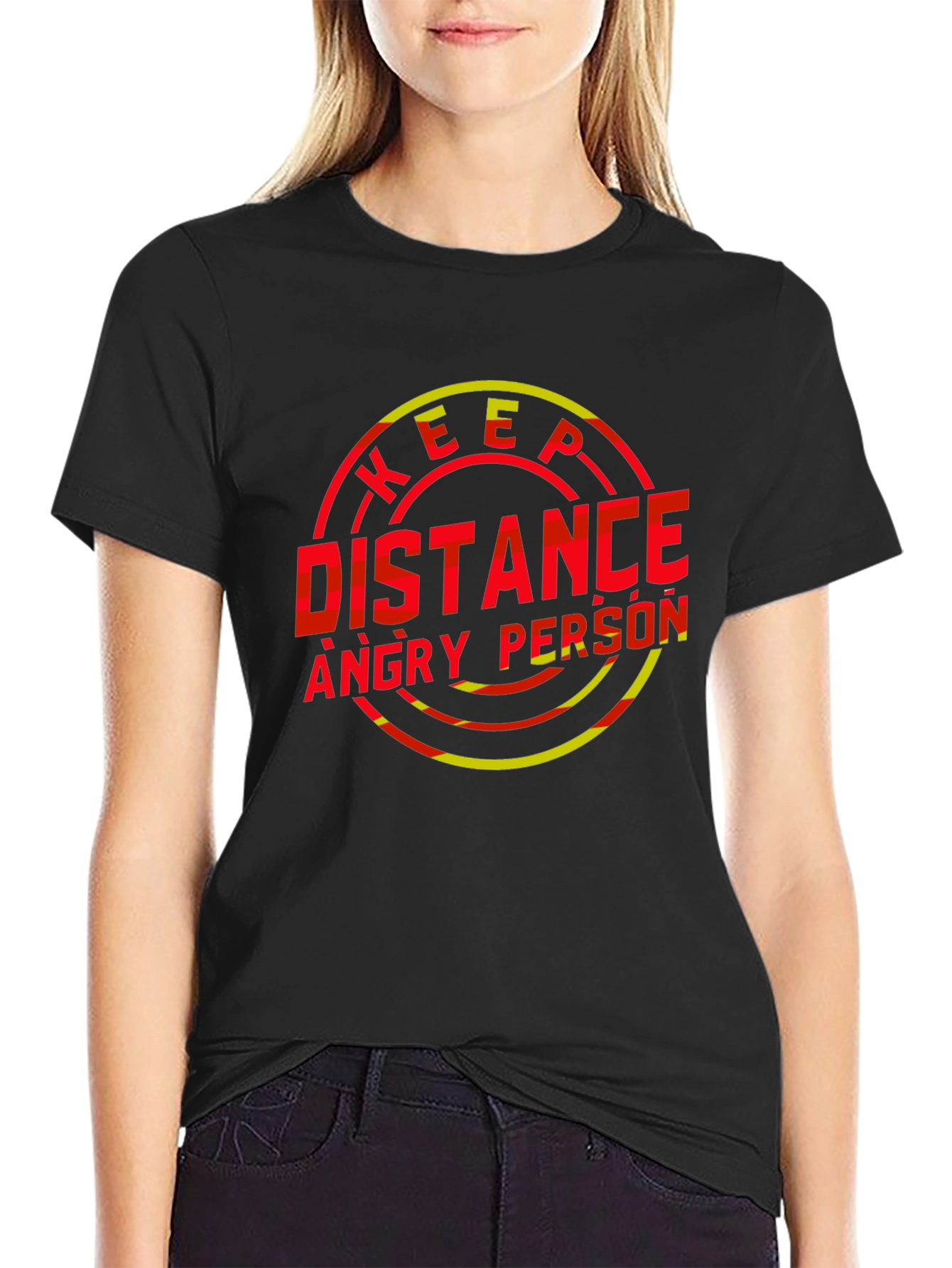 Keep Distance Angry Person Graphic T-Shirt