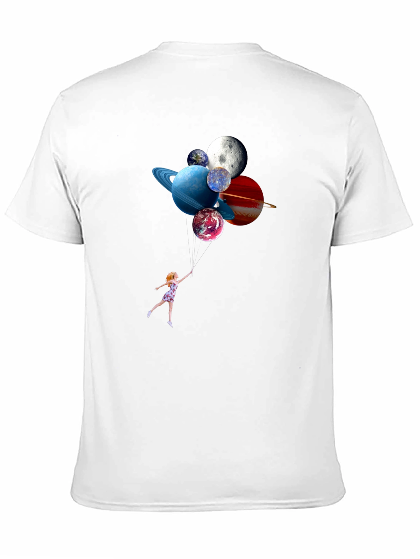 Planetary Balloons Black T-Shirt - Whimsical Space Tee