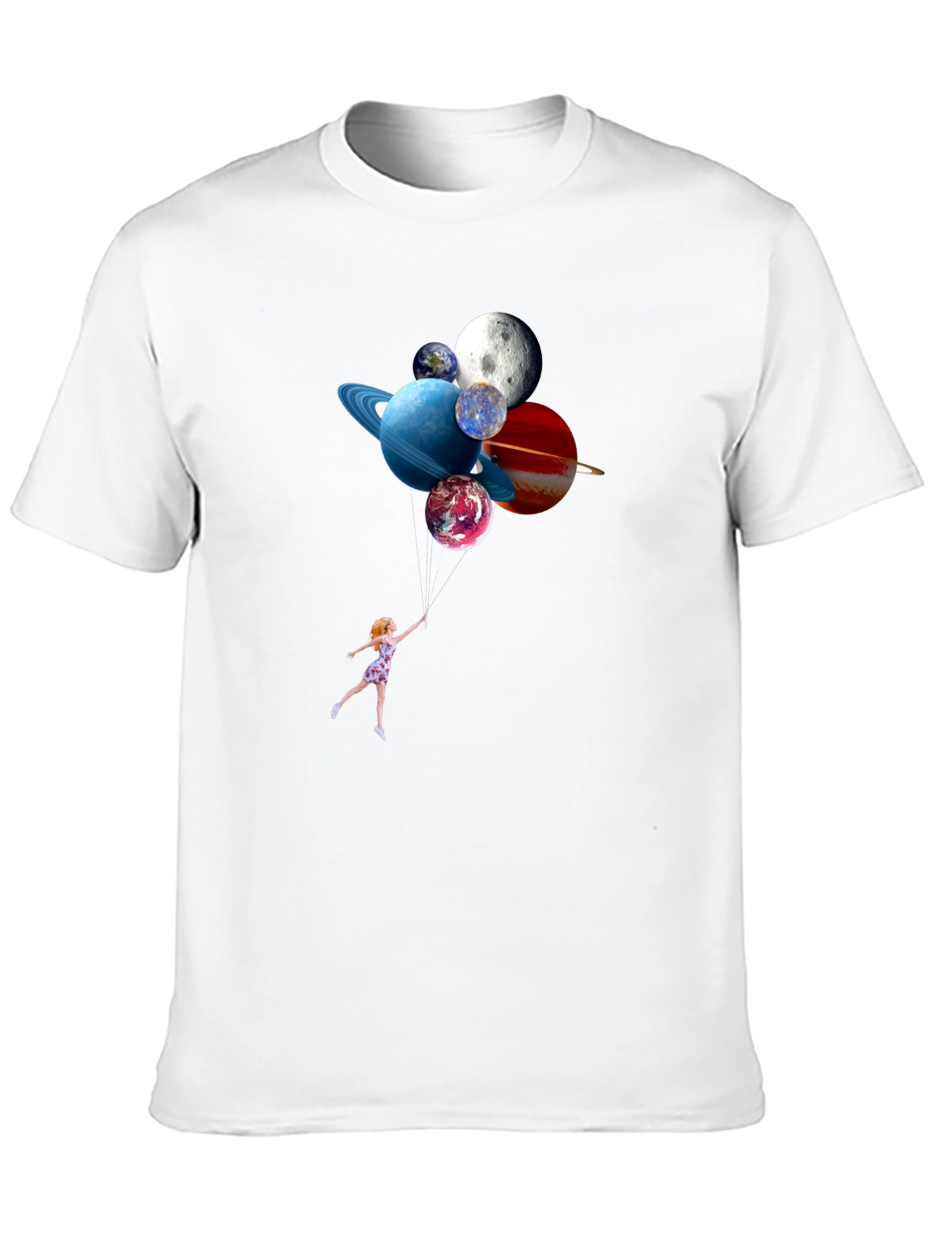 Planetary Balloons Black T-Shirt - Whimsical Space Tee