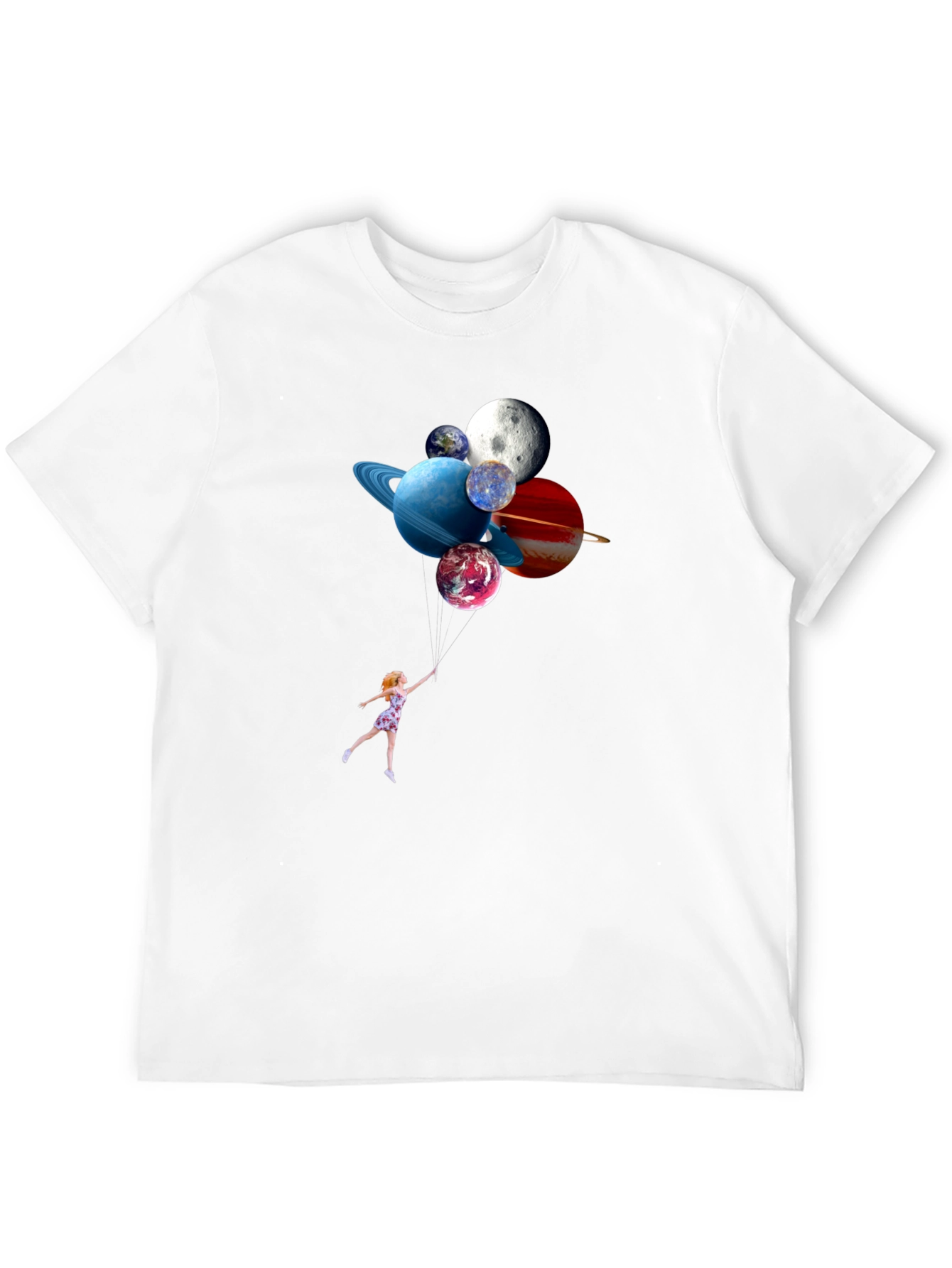 Planetary Balloons Black T-Shirt - Whimsical Space Tee