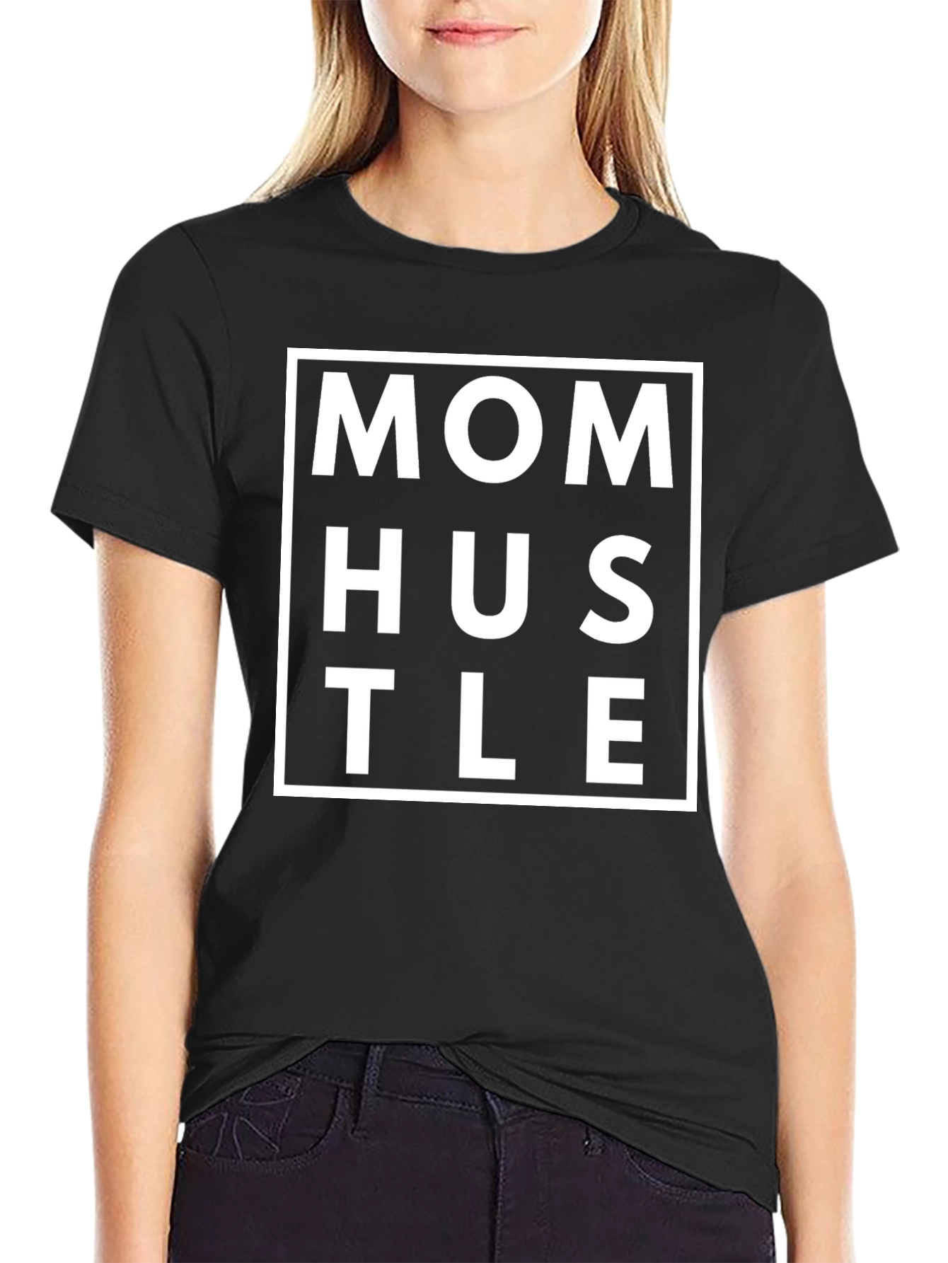 Mom Hustle Graphic T-Shirt - Black Casual Tee