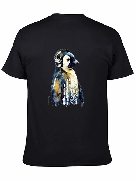 Cool Penguin Headphones Graphic T-Shirt