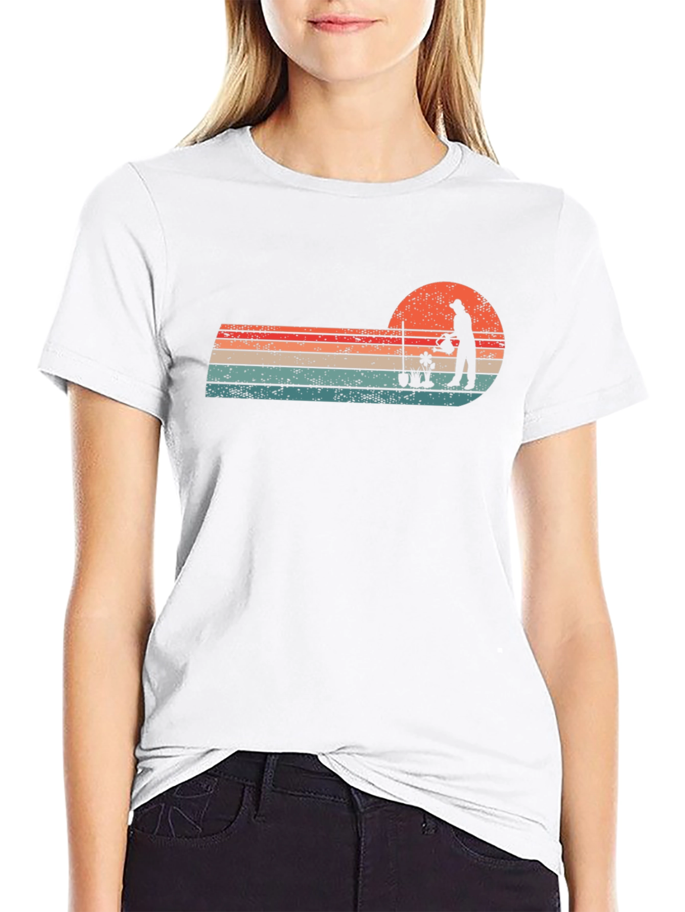 Gardening Silhouette T-Shirt - Retro Style
