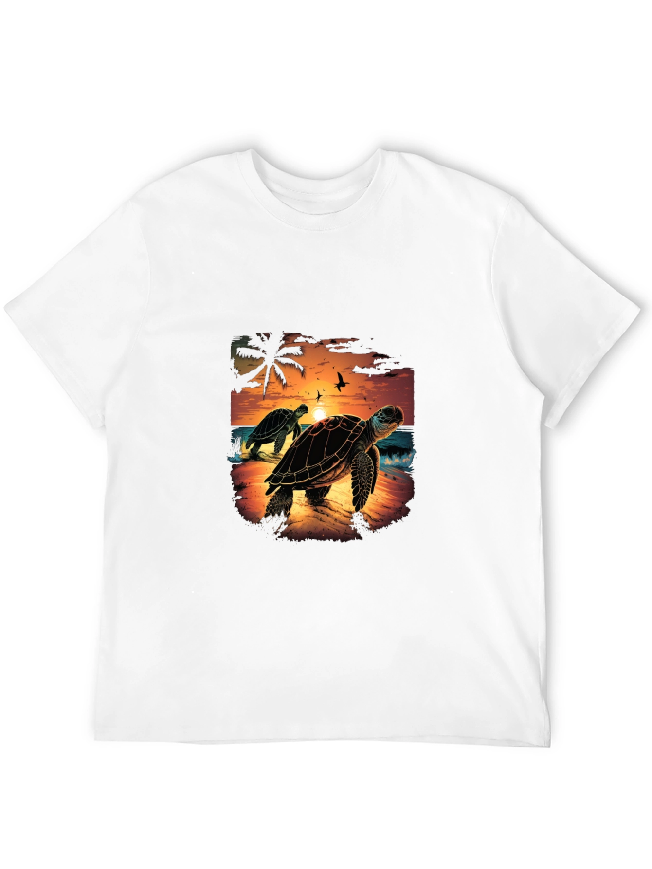 Sunset Turtle Graphic Tee - Black