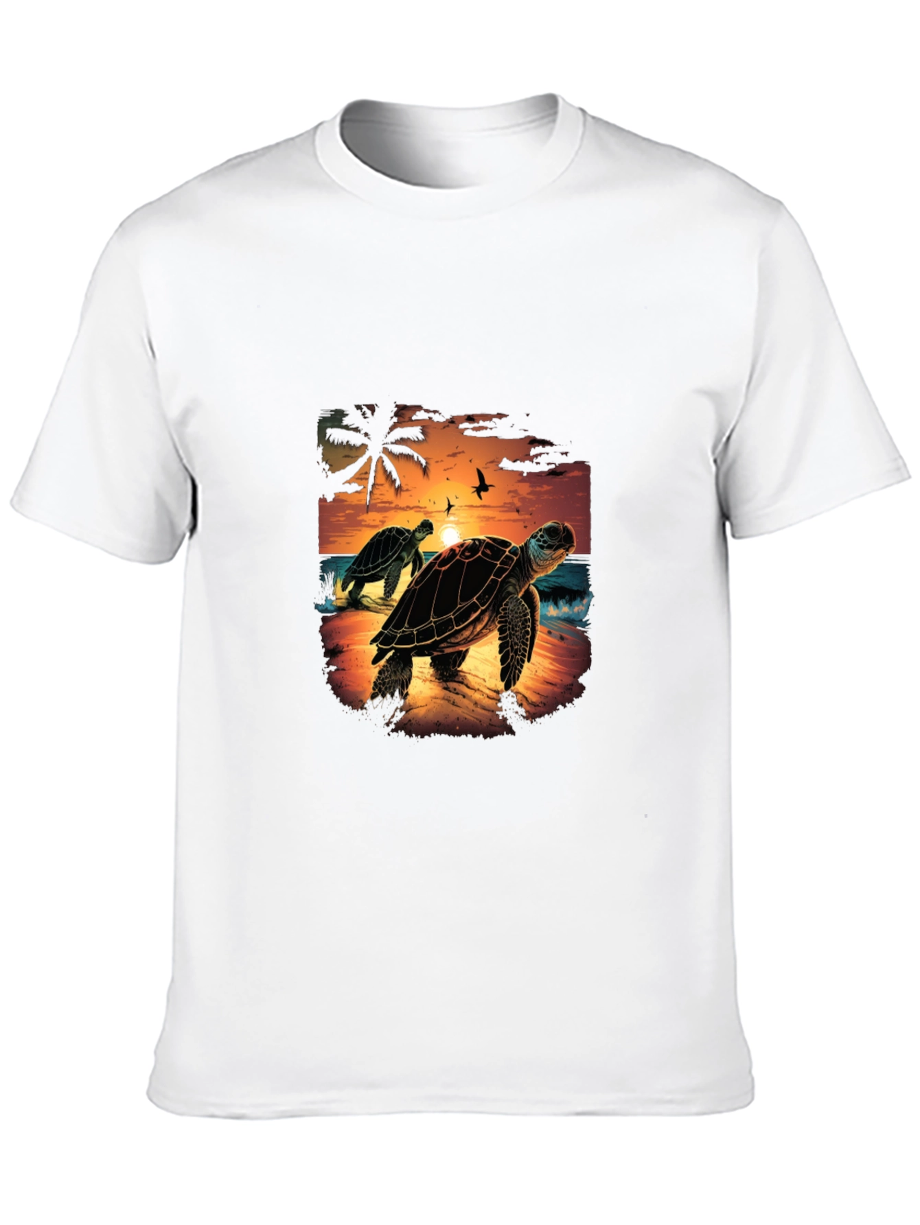 Sunset Turtle Graphic Tee - Black