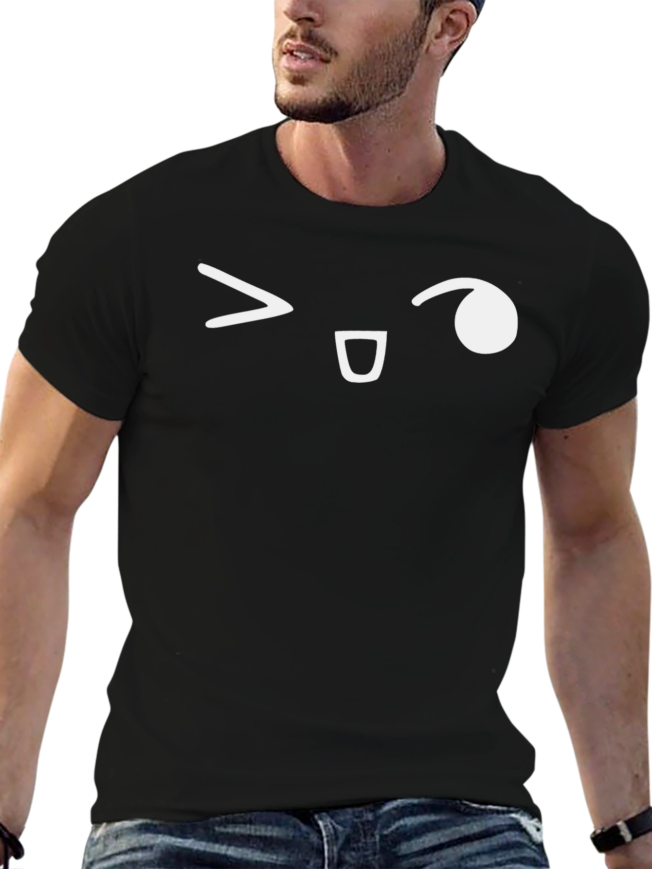 Winking Emoji Black T-Shirt - Casual Style