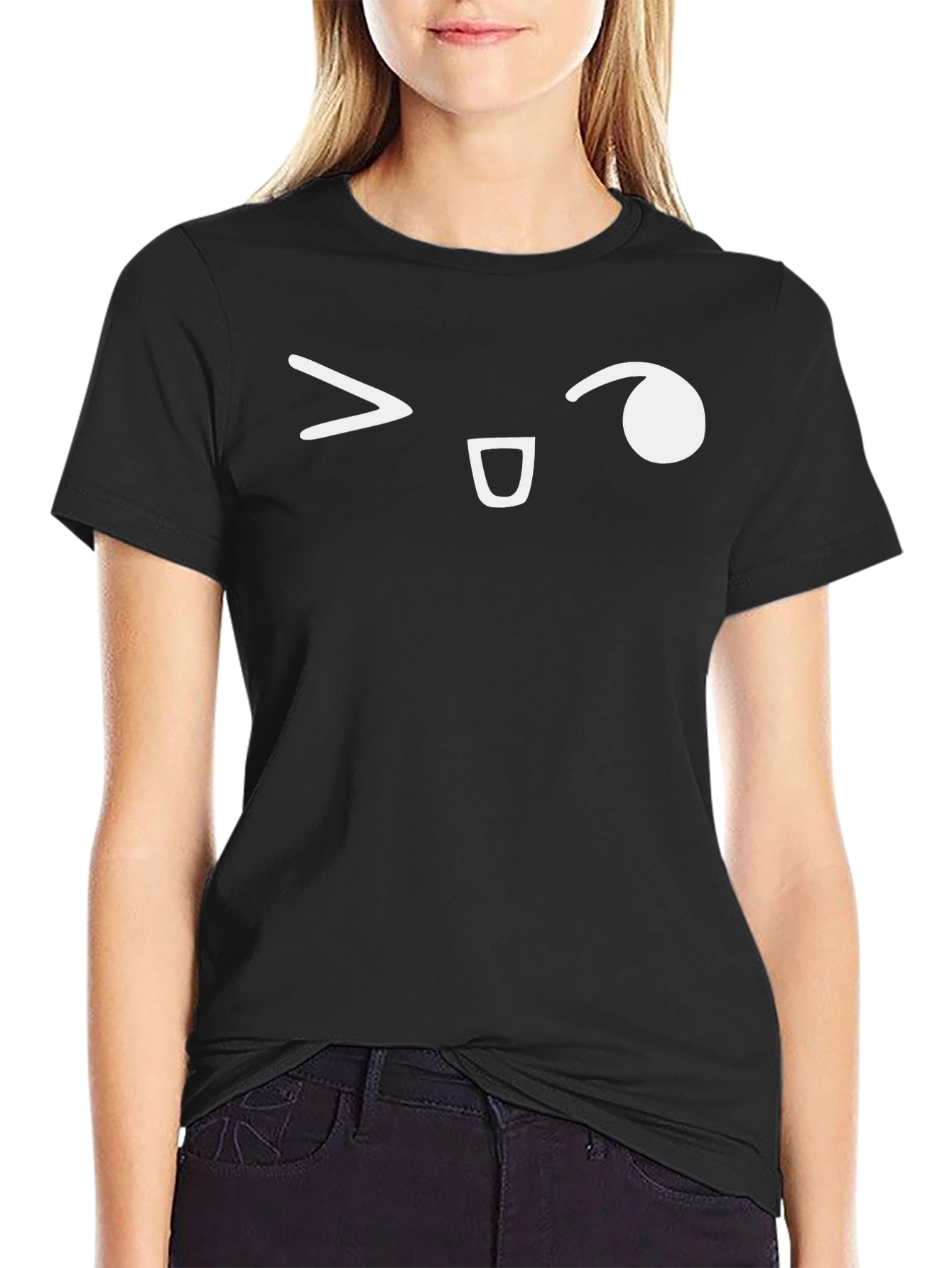 Winking Emoji Black T-Shirt - Casual Style