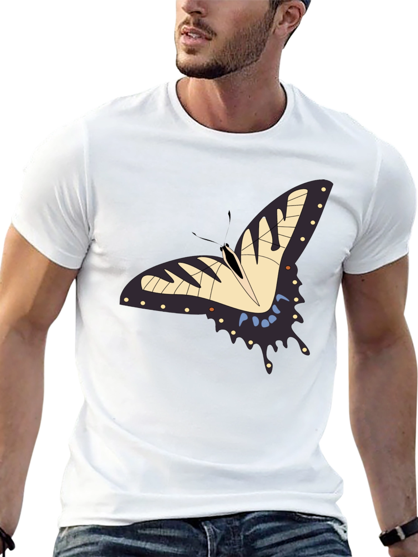 Butterfly Graphic Print Black T-Shirt