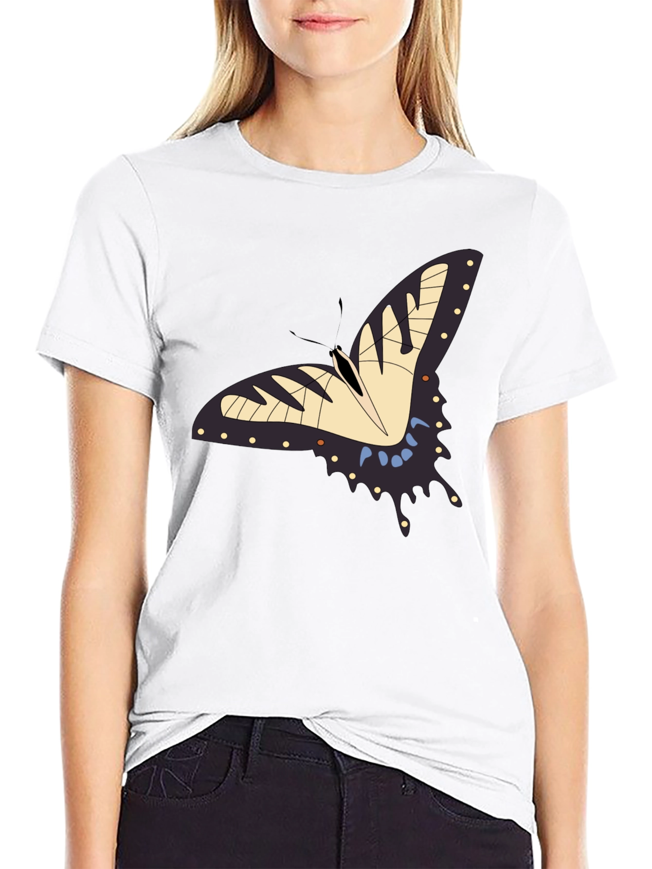 Butterfly Graphic Print Black T-Shirt