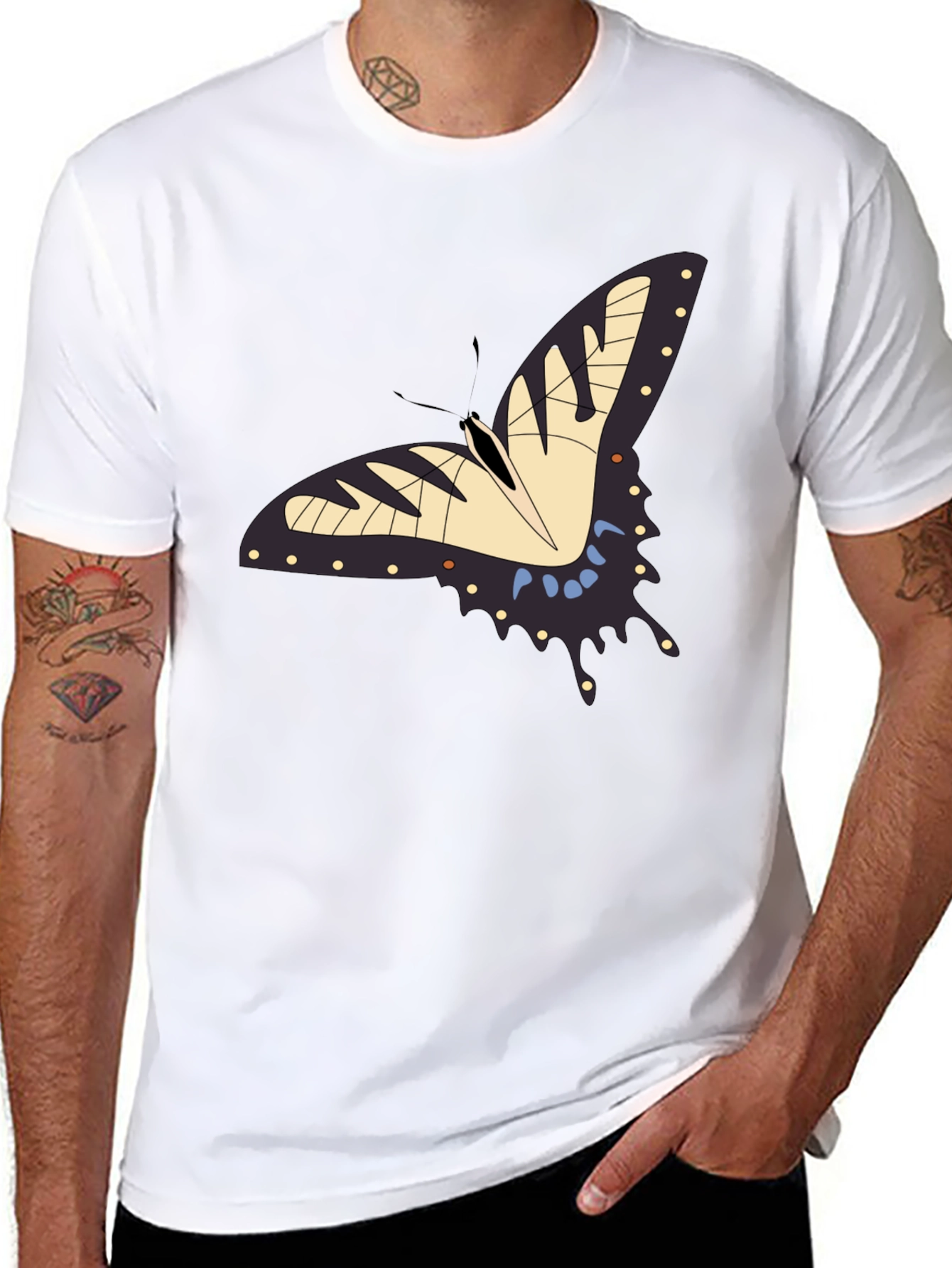 Butterfly Graphic Print Black T-Shirt