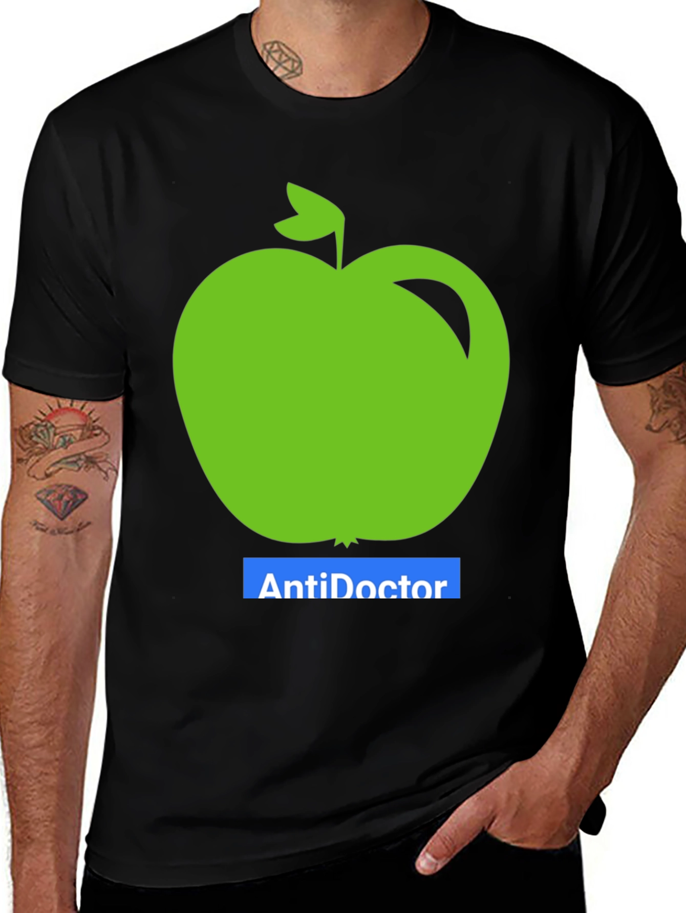 Anti-Doctor Apple Graphic Tee - Black Unisex T-Shirt