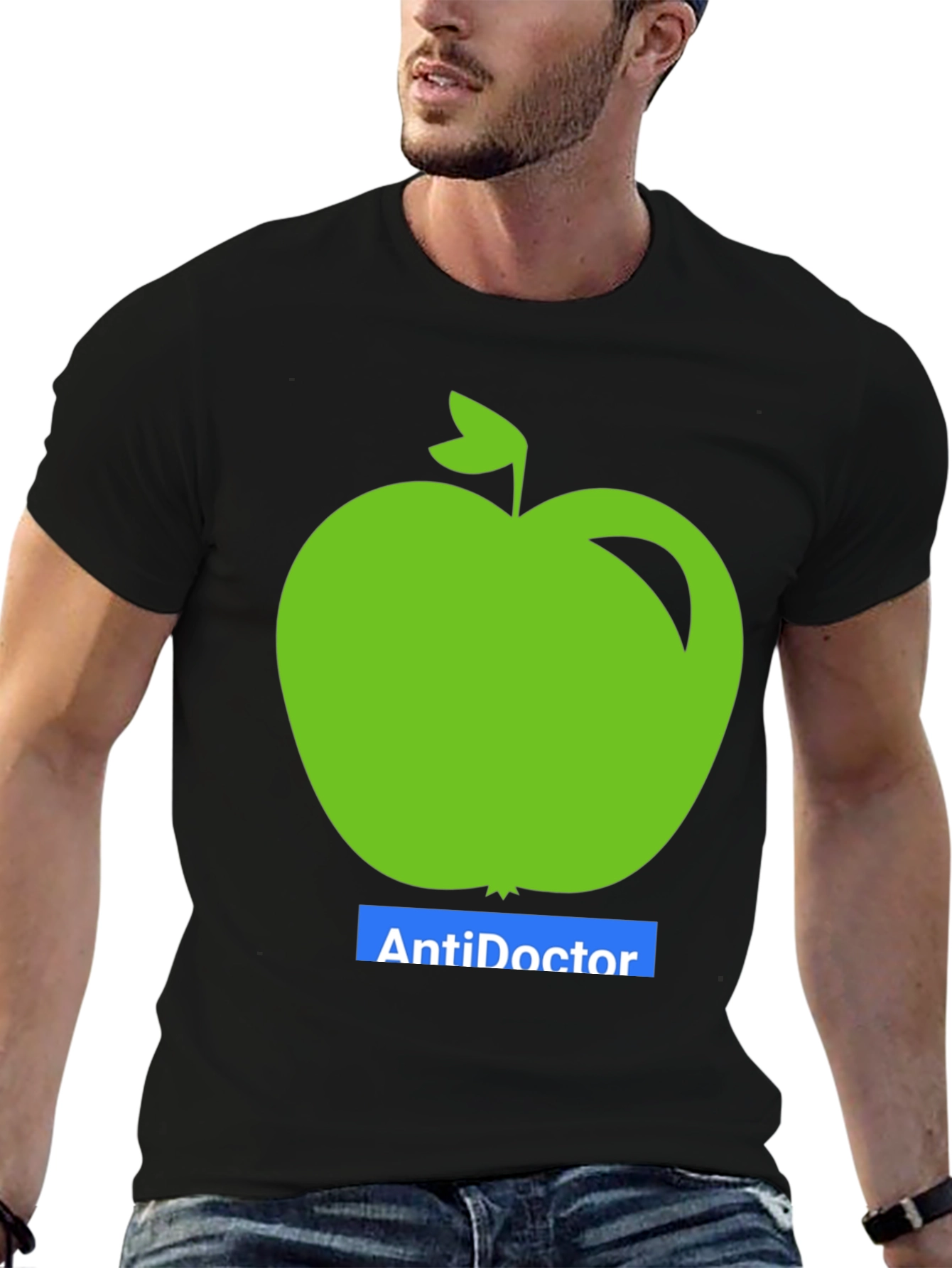 Anti-Doctor Apple Graphic Tee - Black Unisex T-Shirt