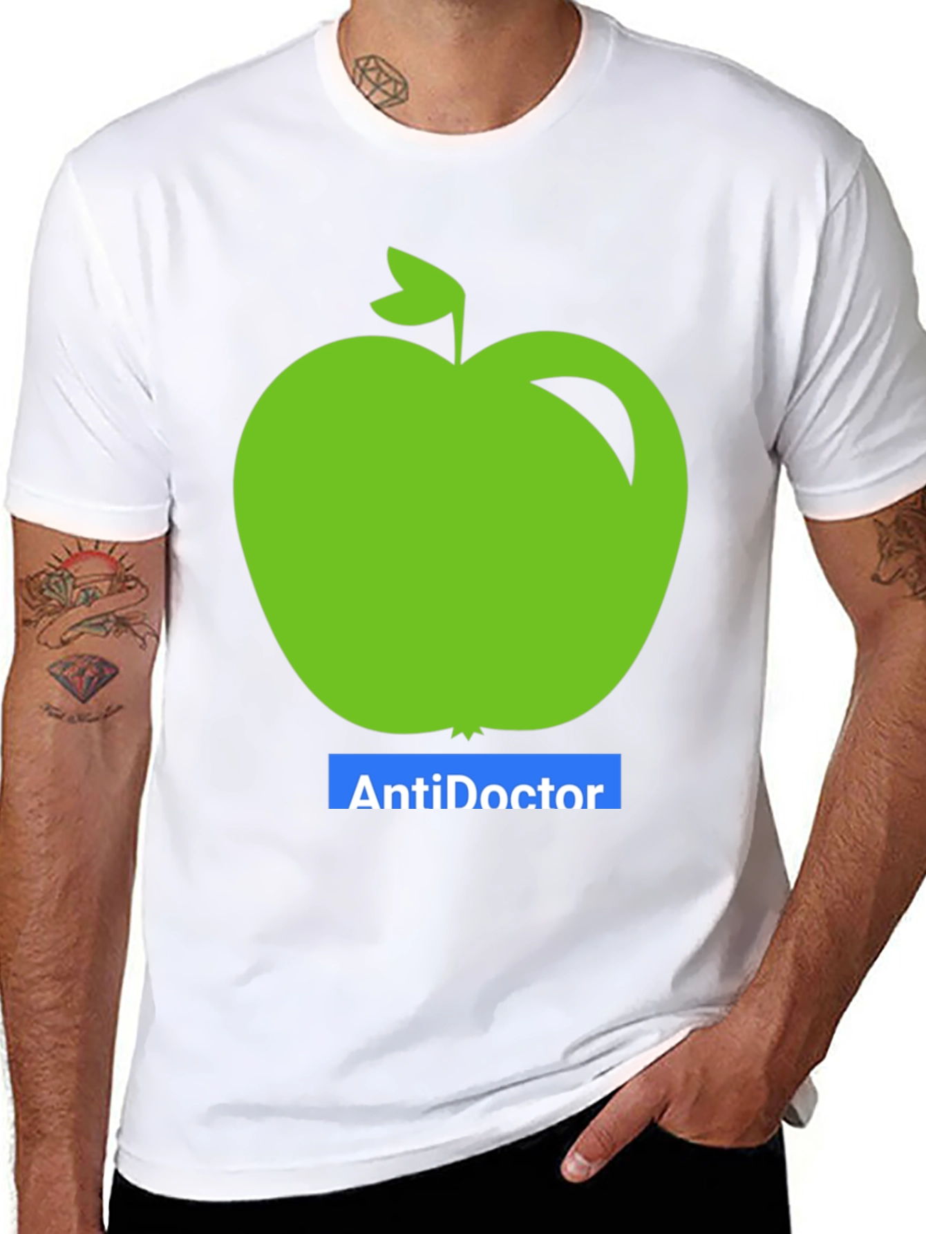 Anti-Doctor Apple Graphic Tee - Black Unisex T-Shirt