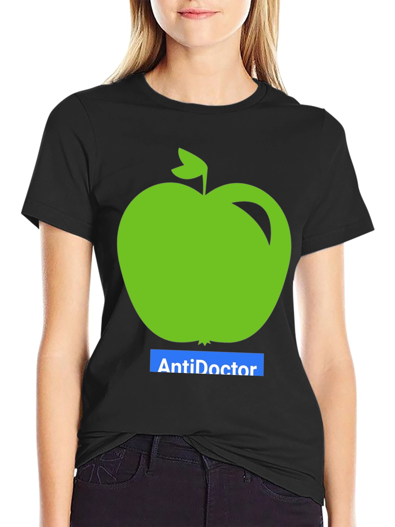 Anti-Doctor Apple Graphic Tee - Black Unisex T-Shirt
