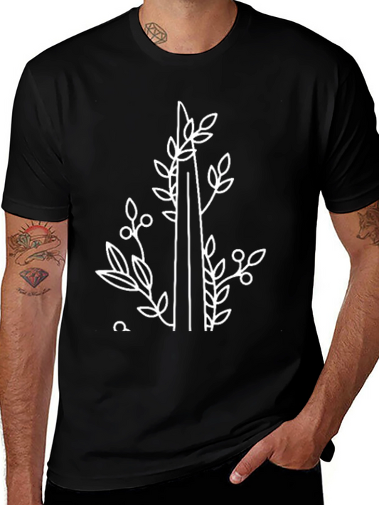 Nature Inspired Graphic Tee - Black Cotton Shirt