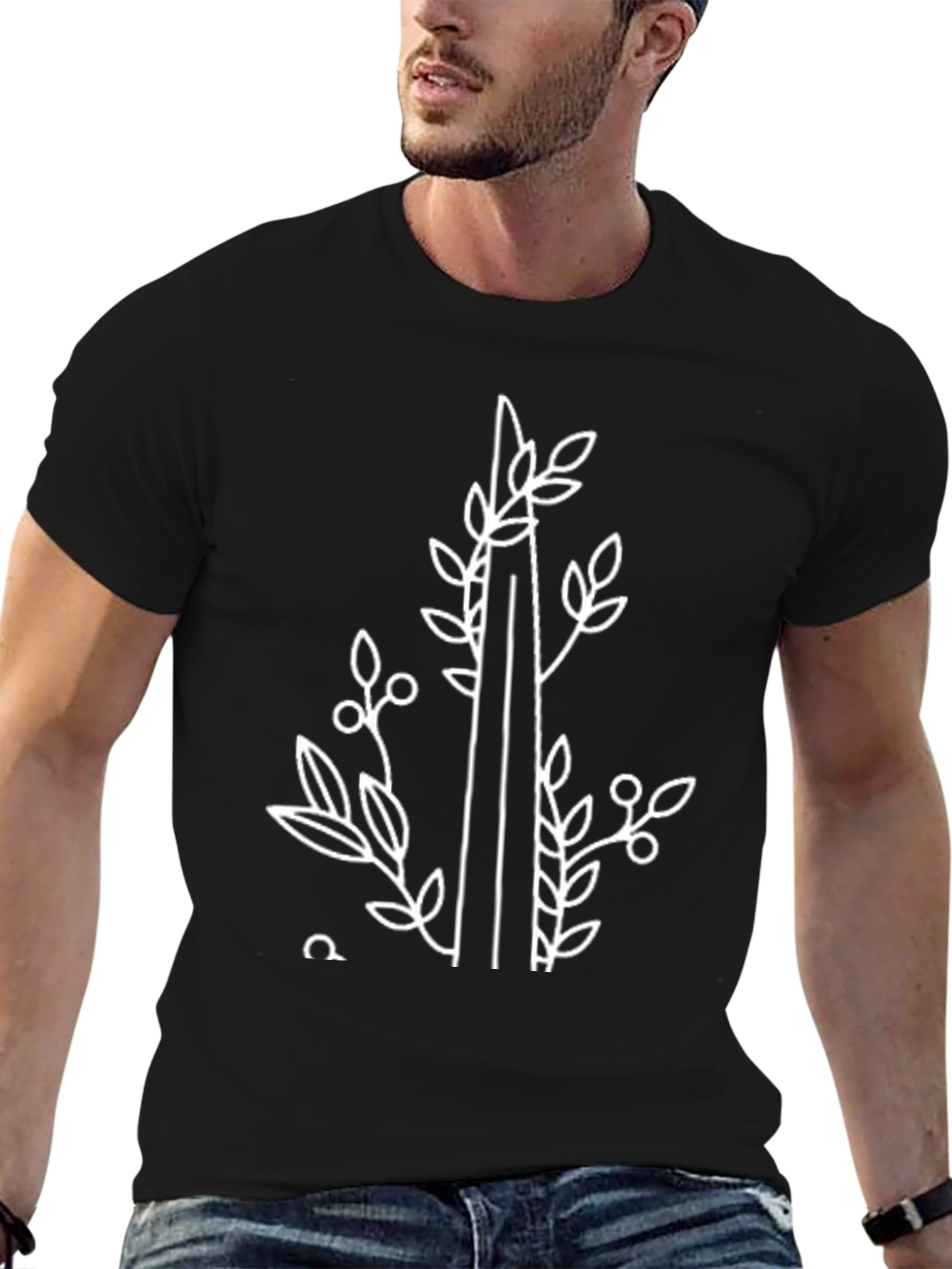 Nature Inspired Graphic Tee - Black Cotton Shirt