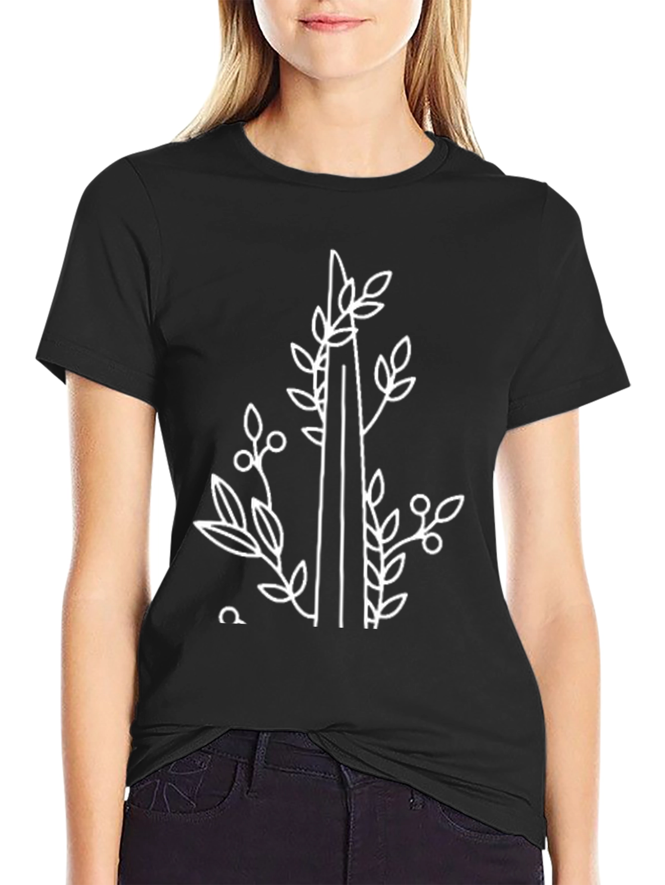 Nature Inspired Graphic Tee - Black Cotton Shirt