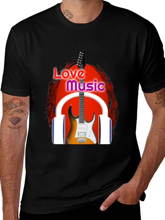 Love Music Graphic T-Shirt - Black