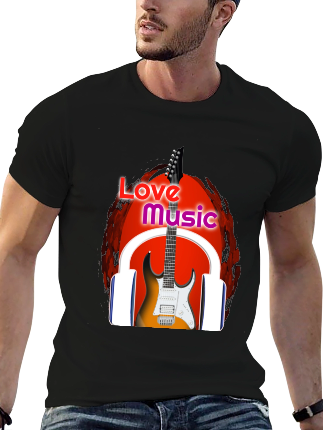 Love Music Graphic T-Shirt - Black