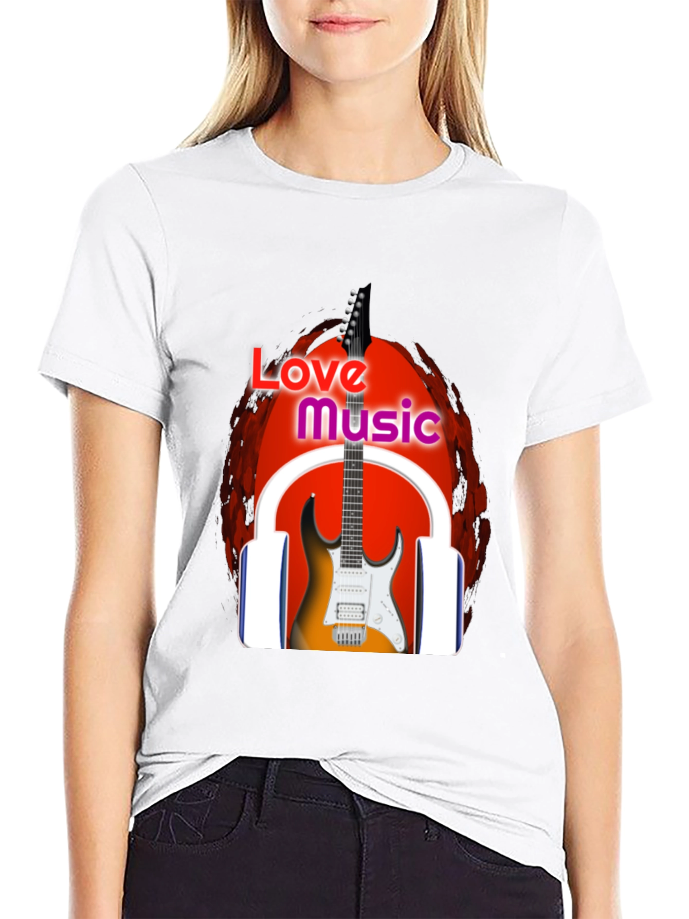 Love Music Graphic T-Shirt - Black