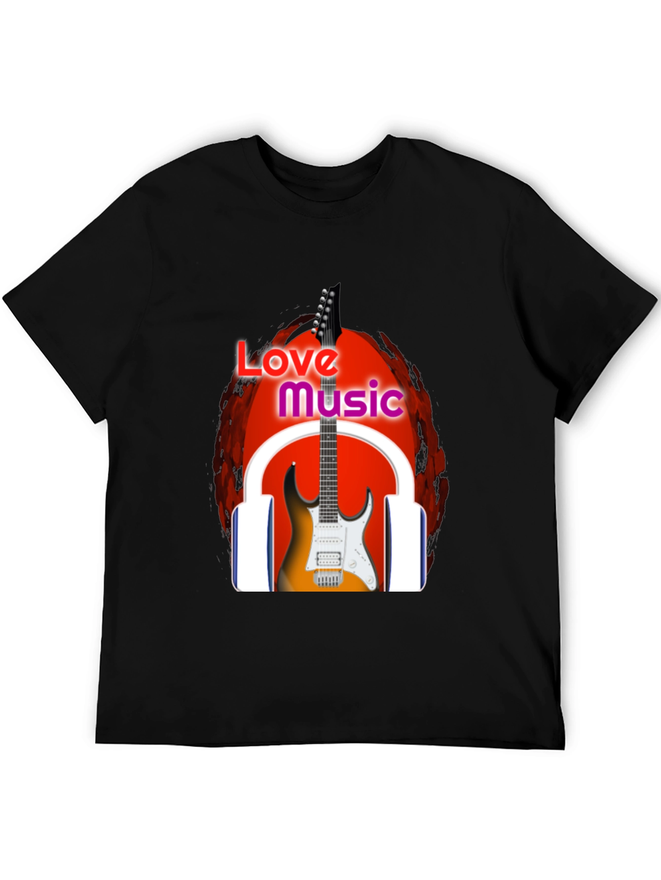 Love Music Graphic T-Shirt - Black