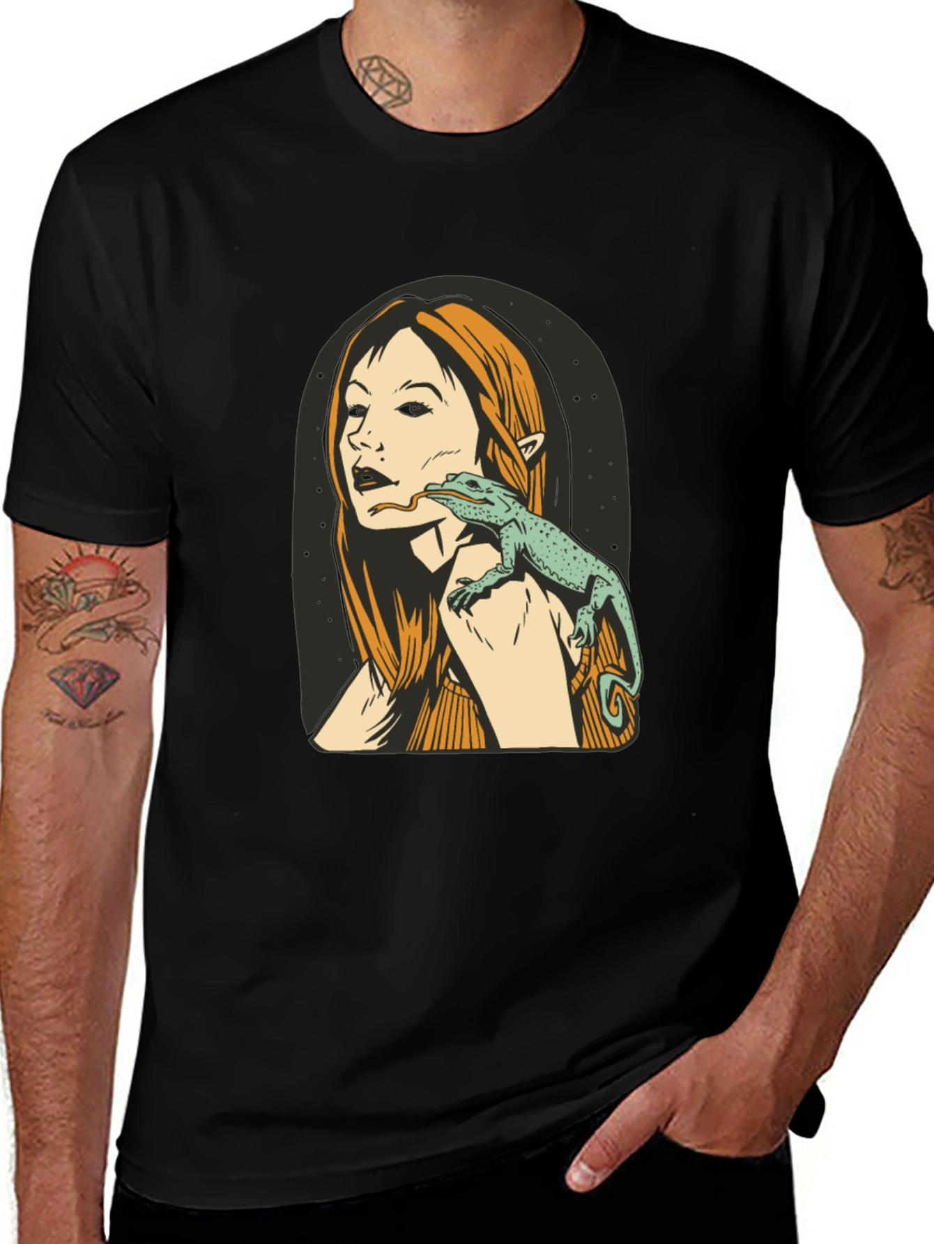 Lizard Woman Black Graphic Tee