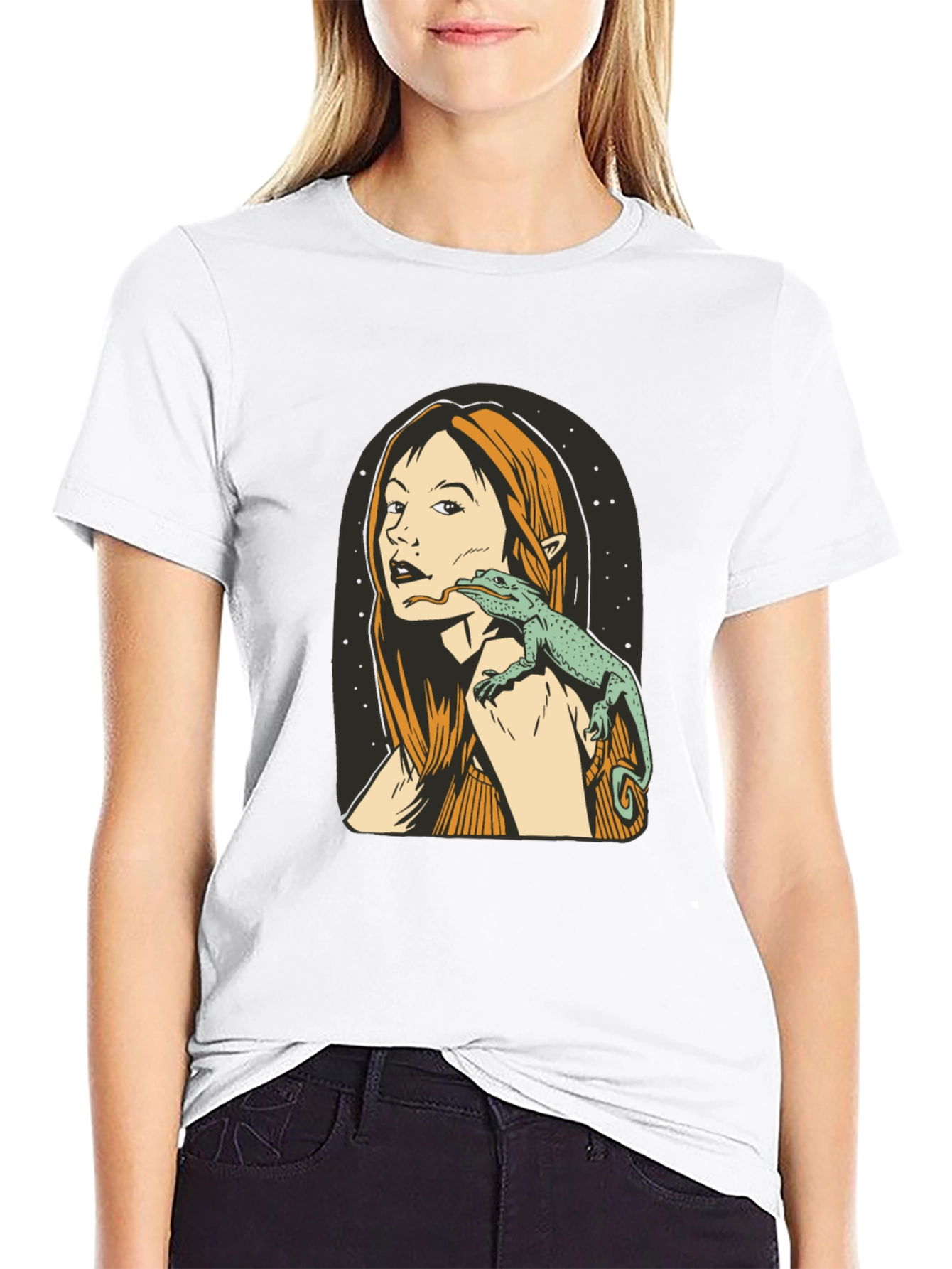Lizard Woman Black Graphic Tee