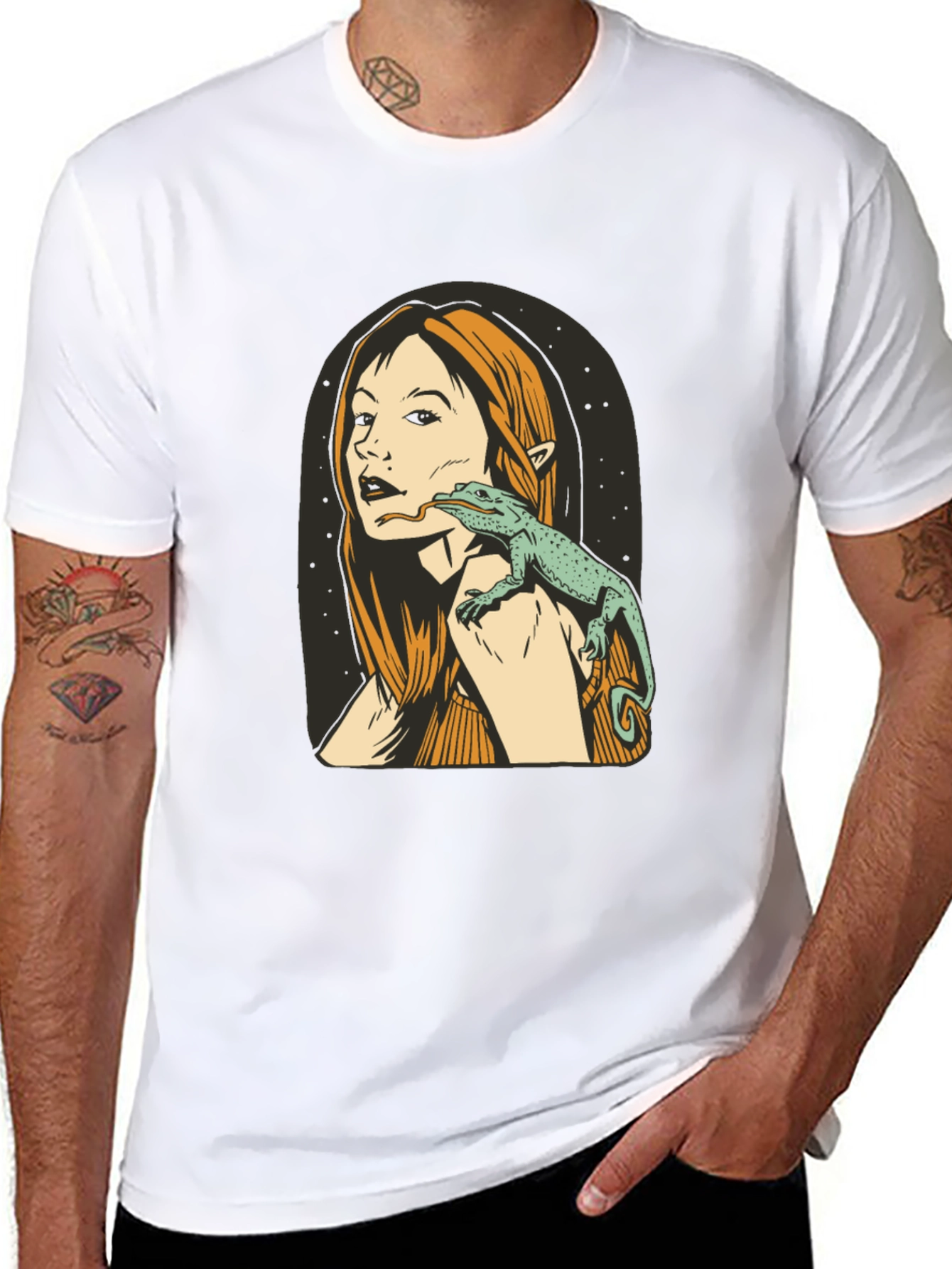 Lizard Woman Black Graphic Tee