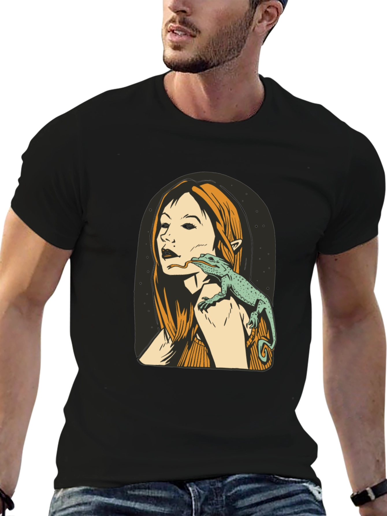 Lizard Woman Black Graphic Tee