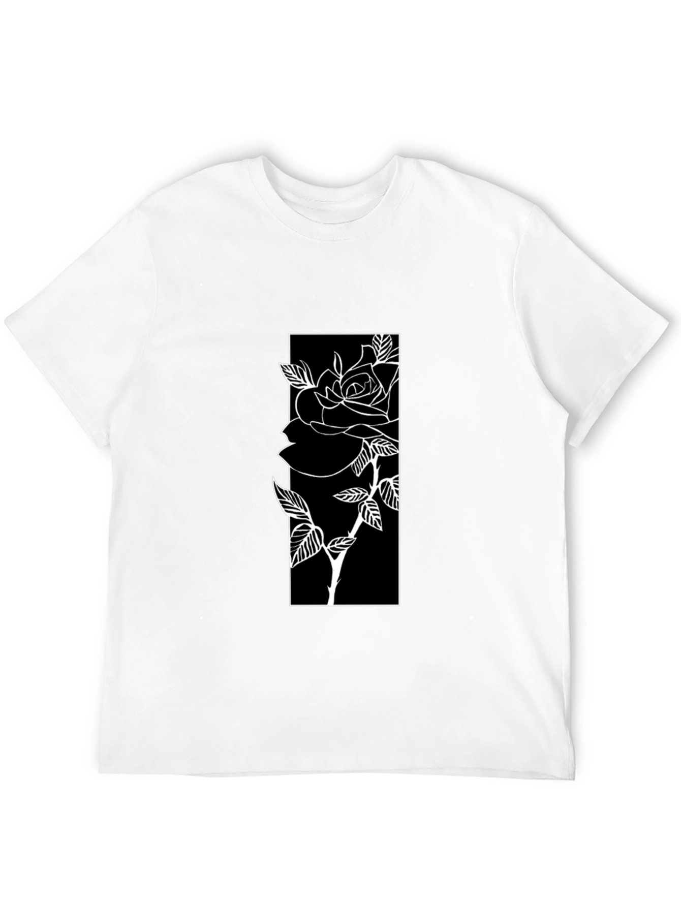 Black T-Shirt with Rose Graphic
