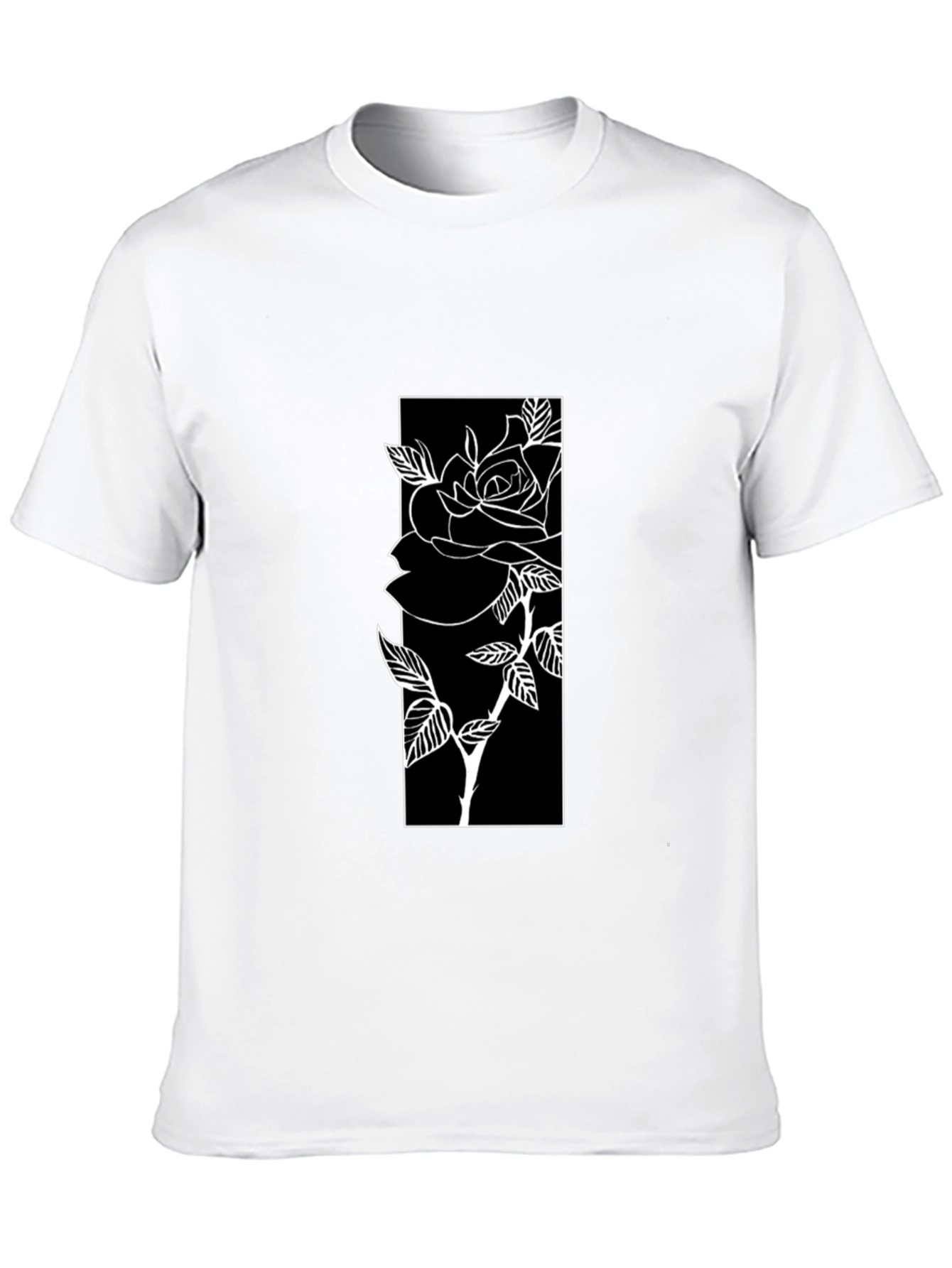 Black T-Shirt with Rose Graphic