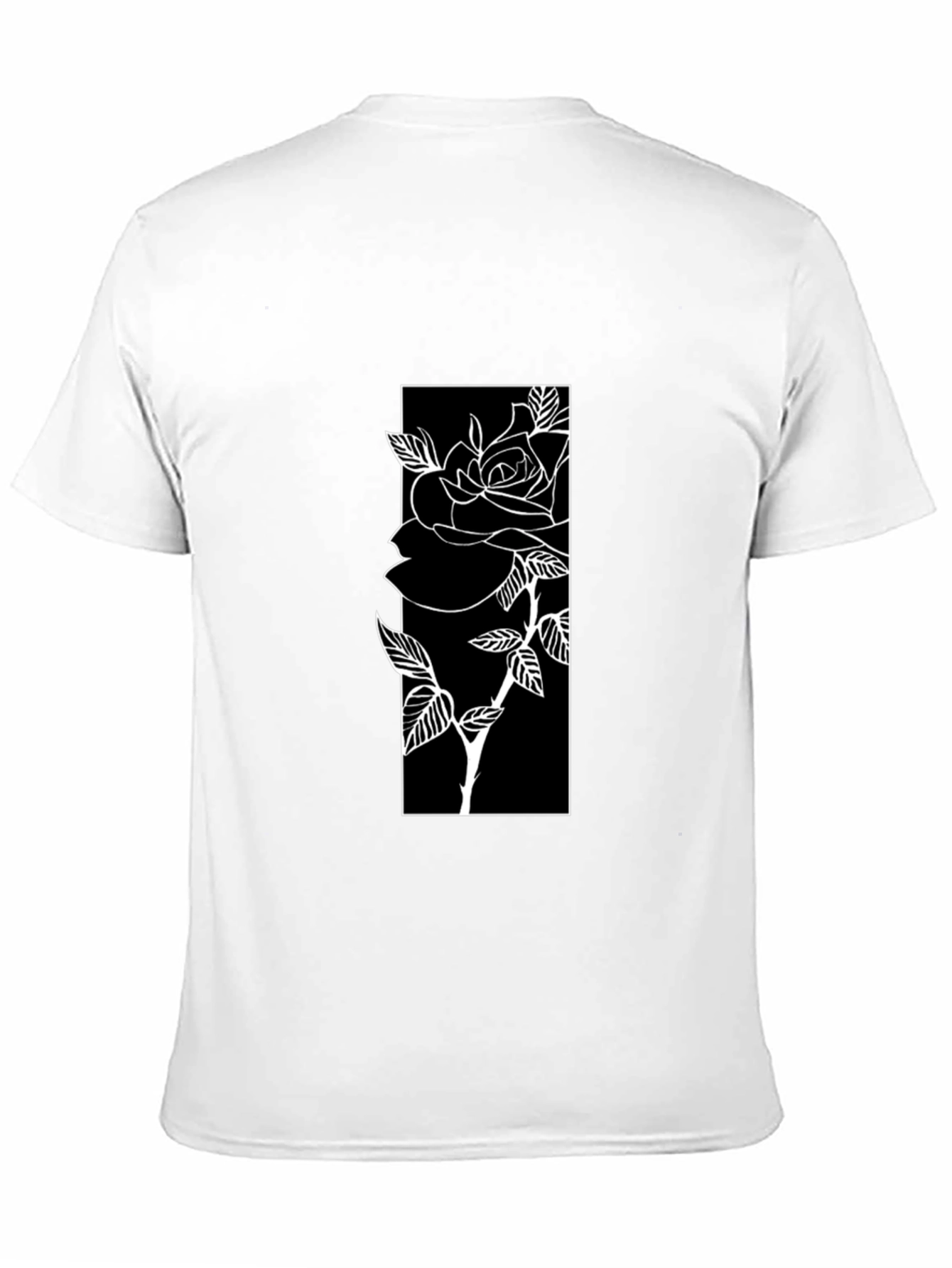 Black T-Shirt with Rose Graphic