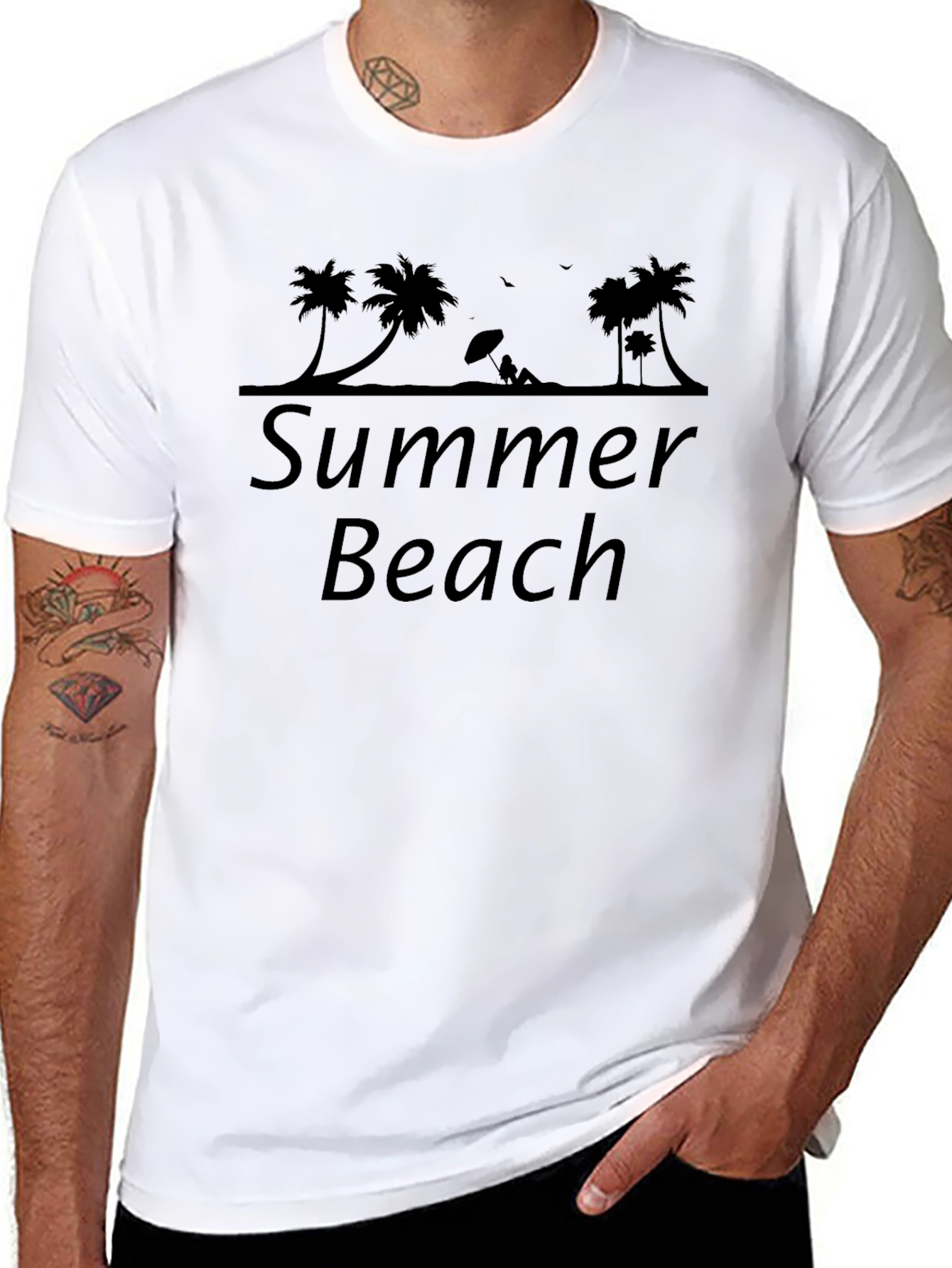 Summer Beach Palm Tree Graphic T-Shirt
