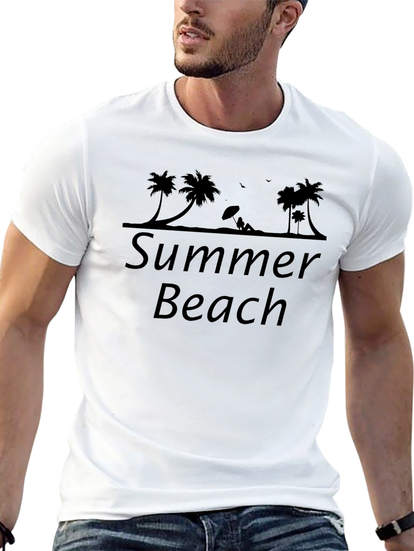 Summer Beach Palm Tree Graphic T-Shirt