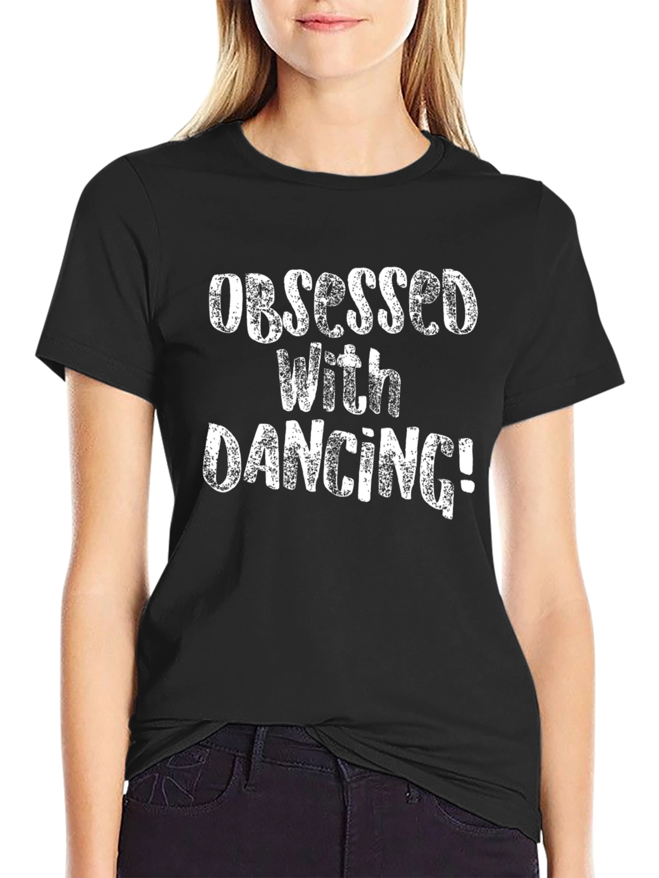 Obsessed With Dancing Graphic Tee - Black Cotton