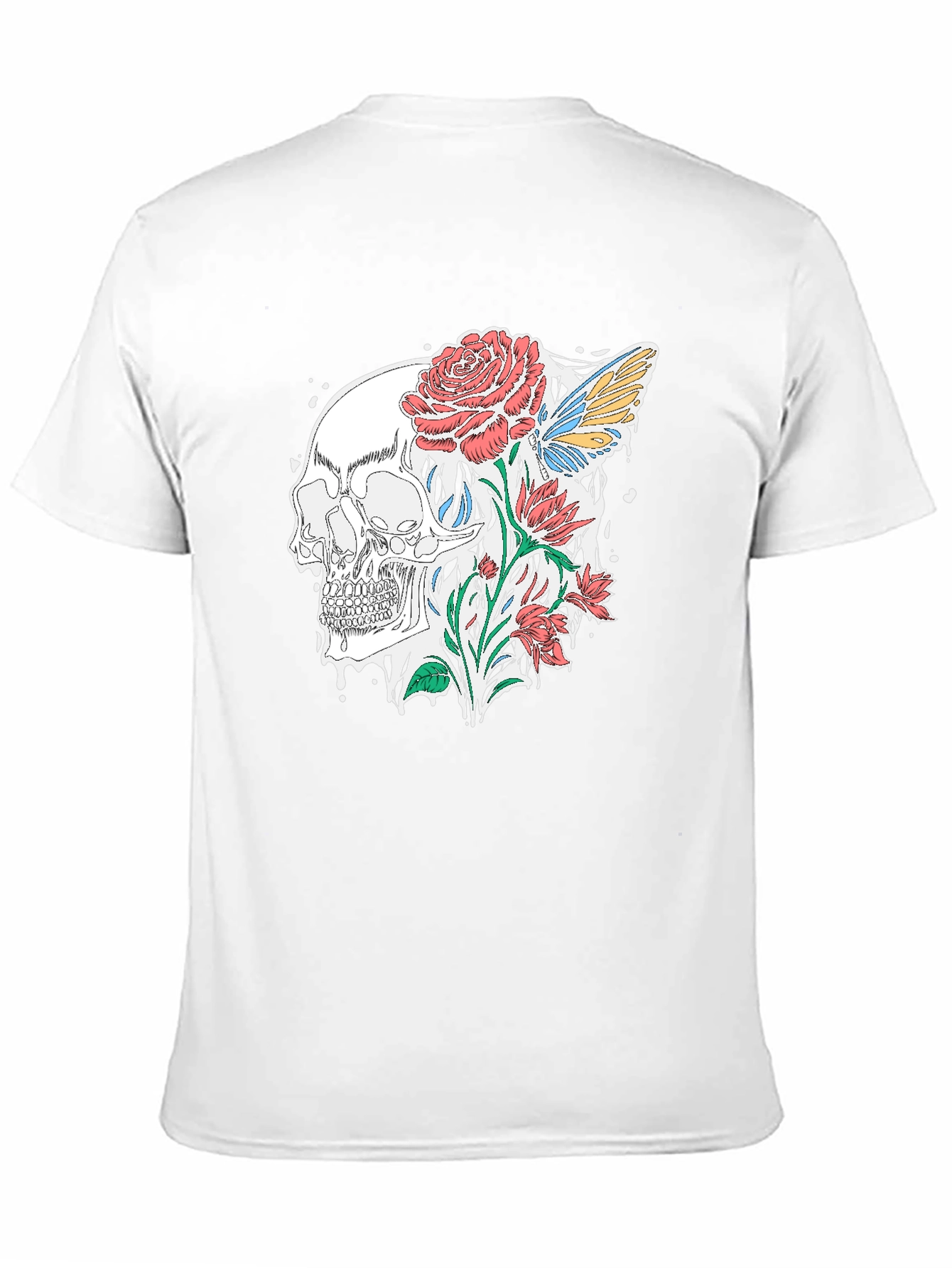 Skull and Roses Graphic T-Shirt - Stylish Black Tee