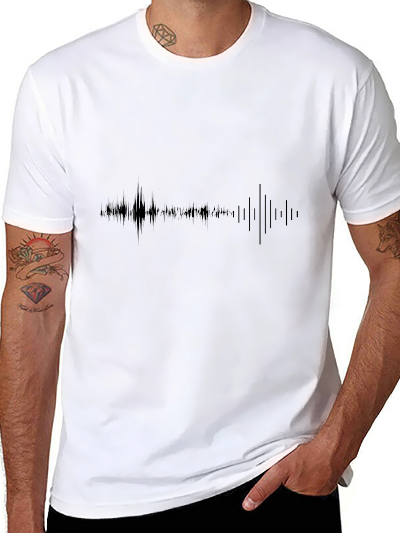 Minimalist Soundwave Graphic Tee - Black Cotton