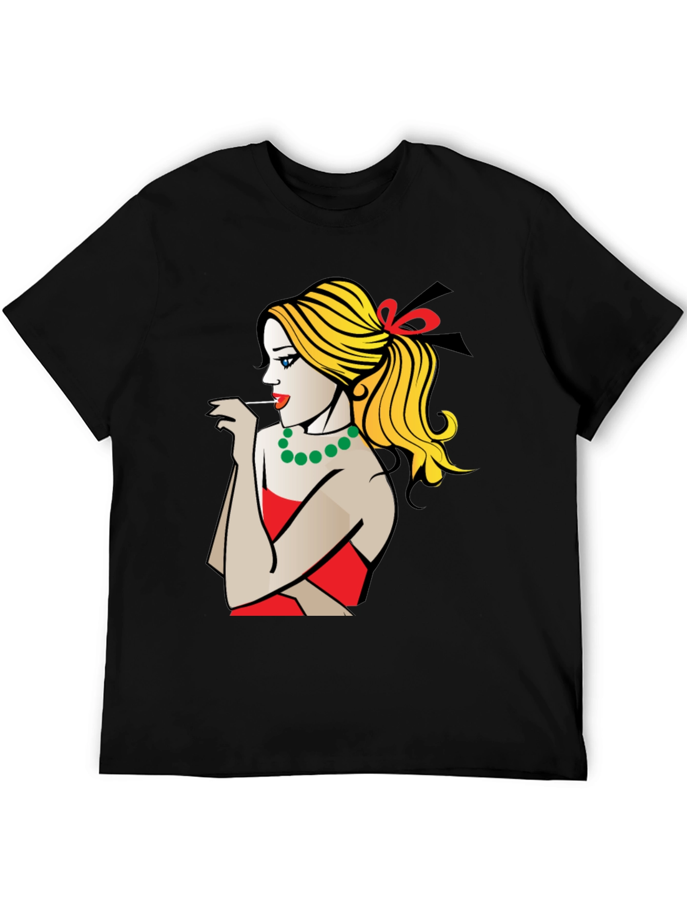 Pop Art Woman Graphic T-Shirt - Black