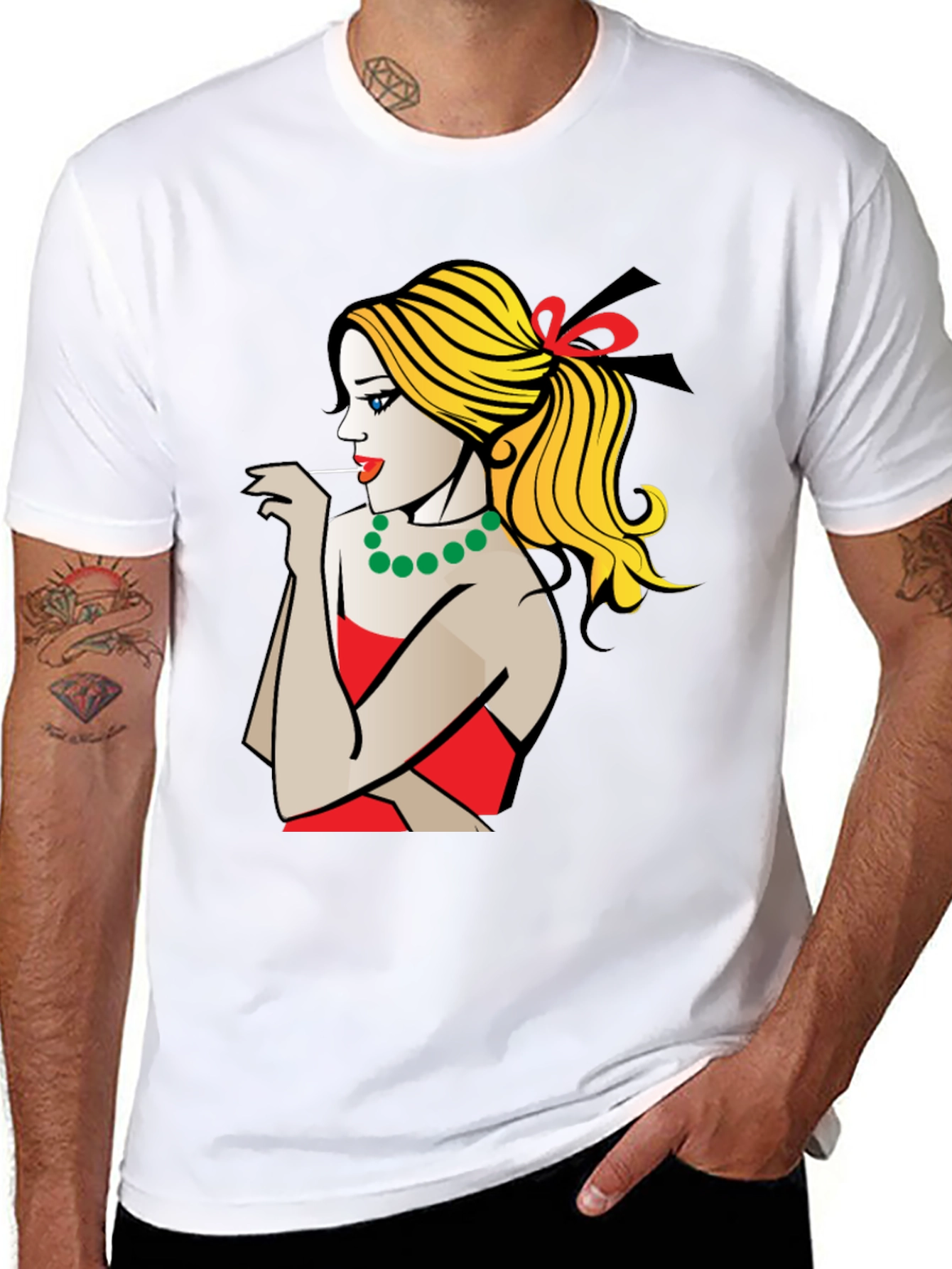Pop Art Woman Graphic T-Shirt - Black