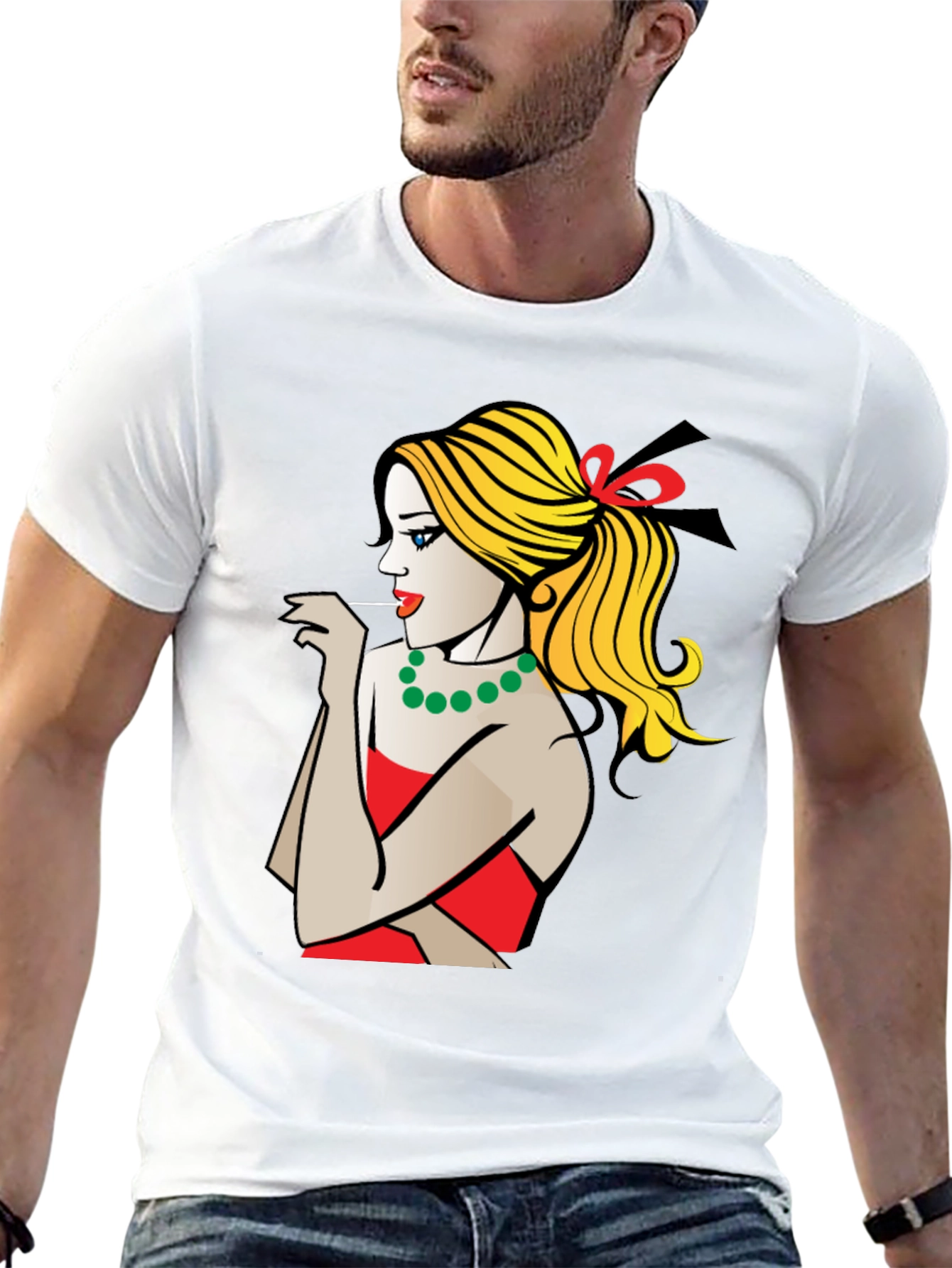 Pop Art Woman Graphic T-Shirt - Black