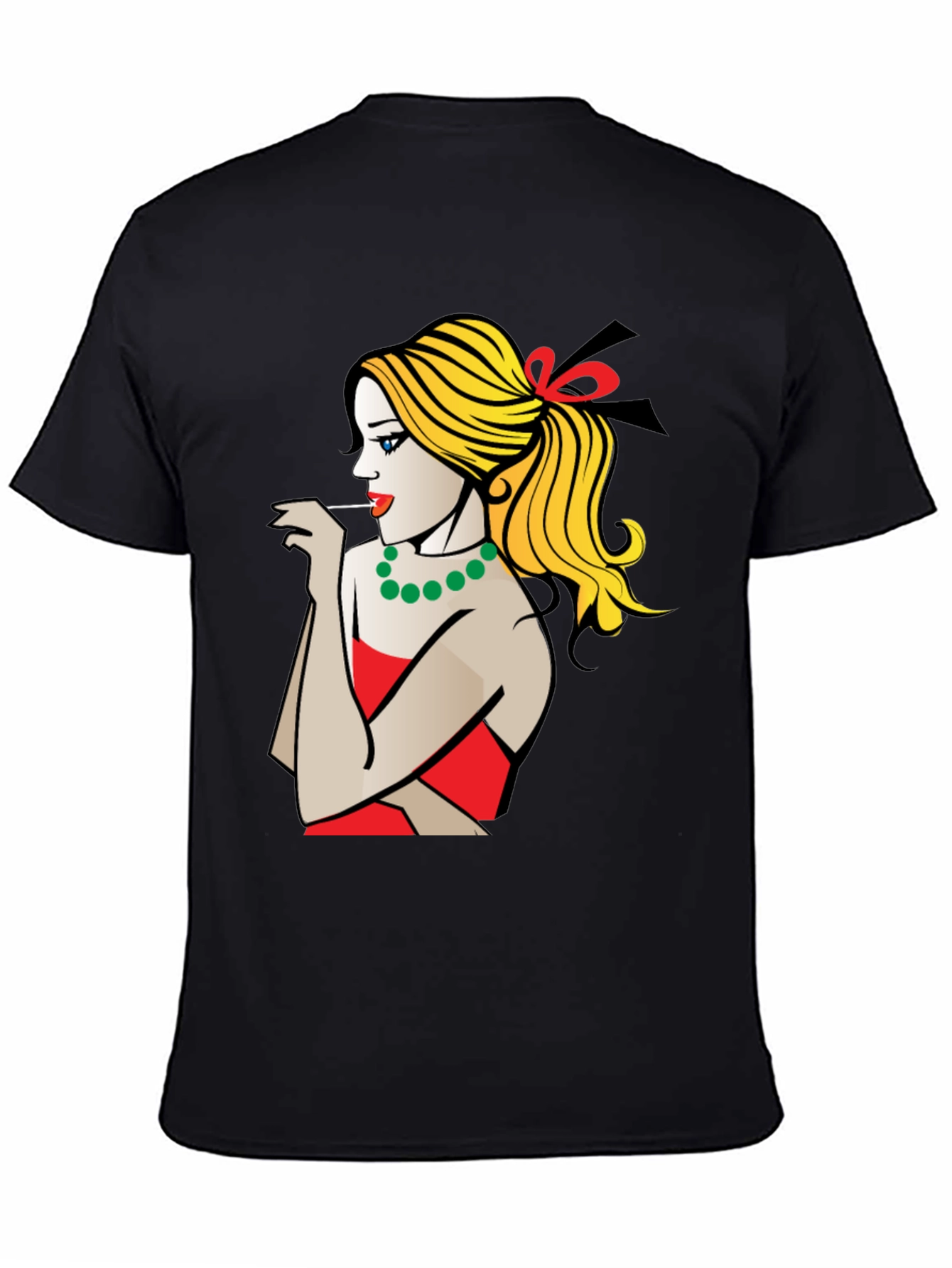 Pop Art Woman Graphic T-Shirt - Black