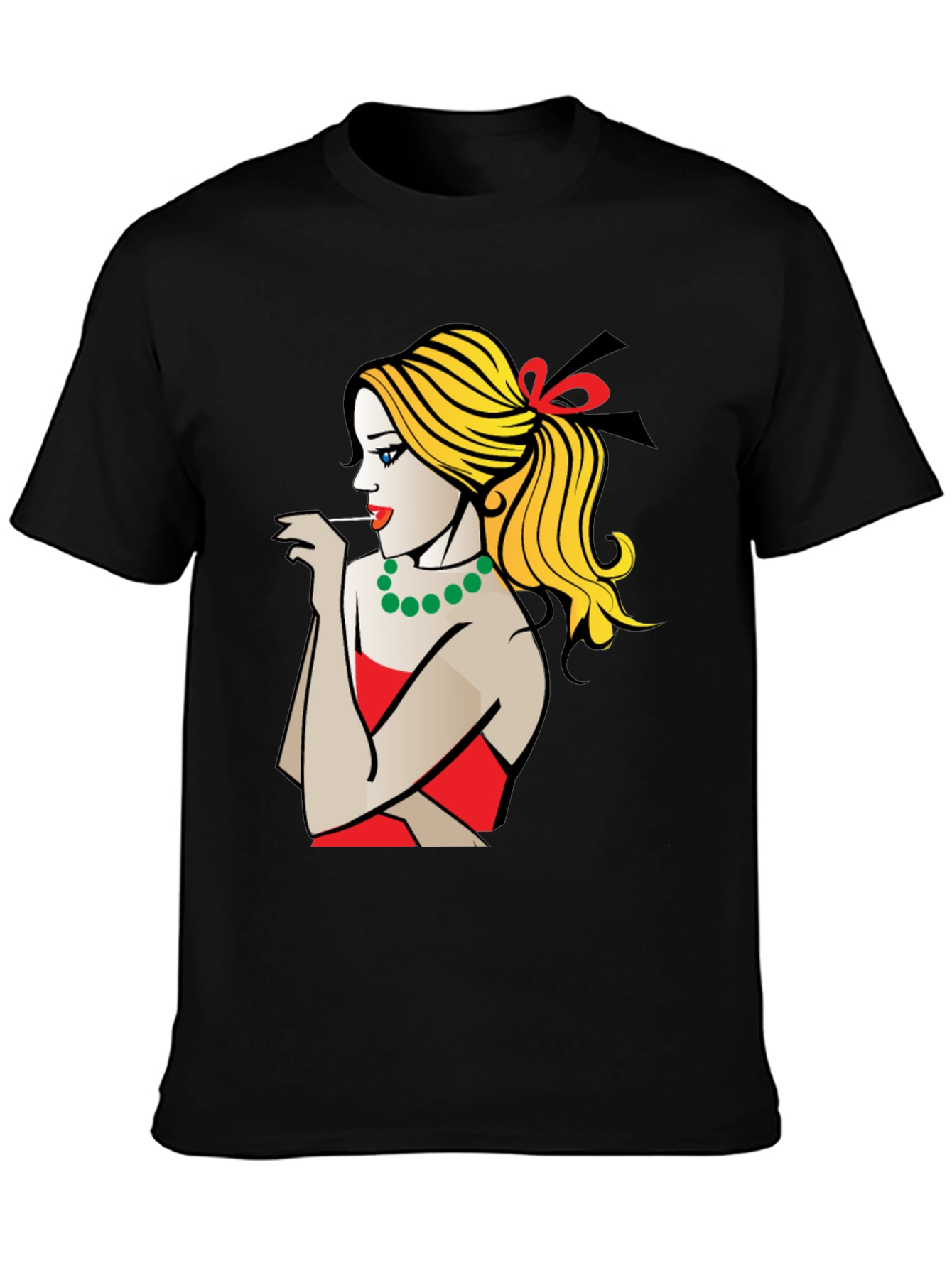 Pop Art Woman Graphic T-Shirt - Black