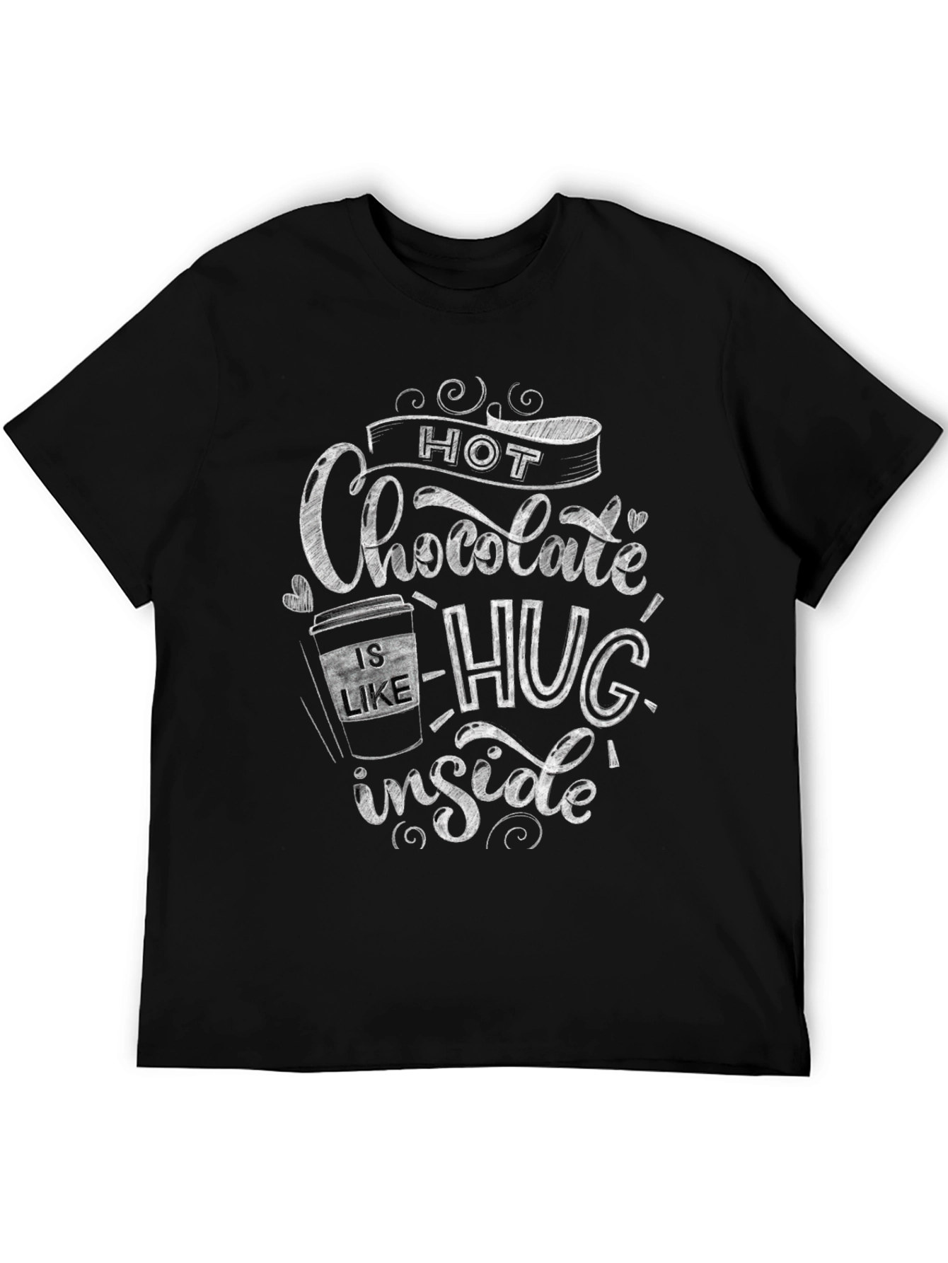 Hot Chocolate Hug Graphic T-Shirt - Black