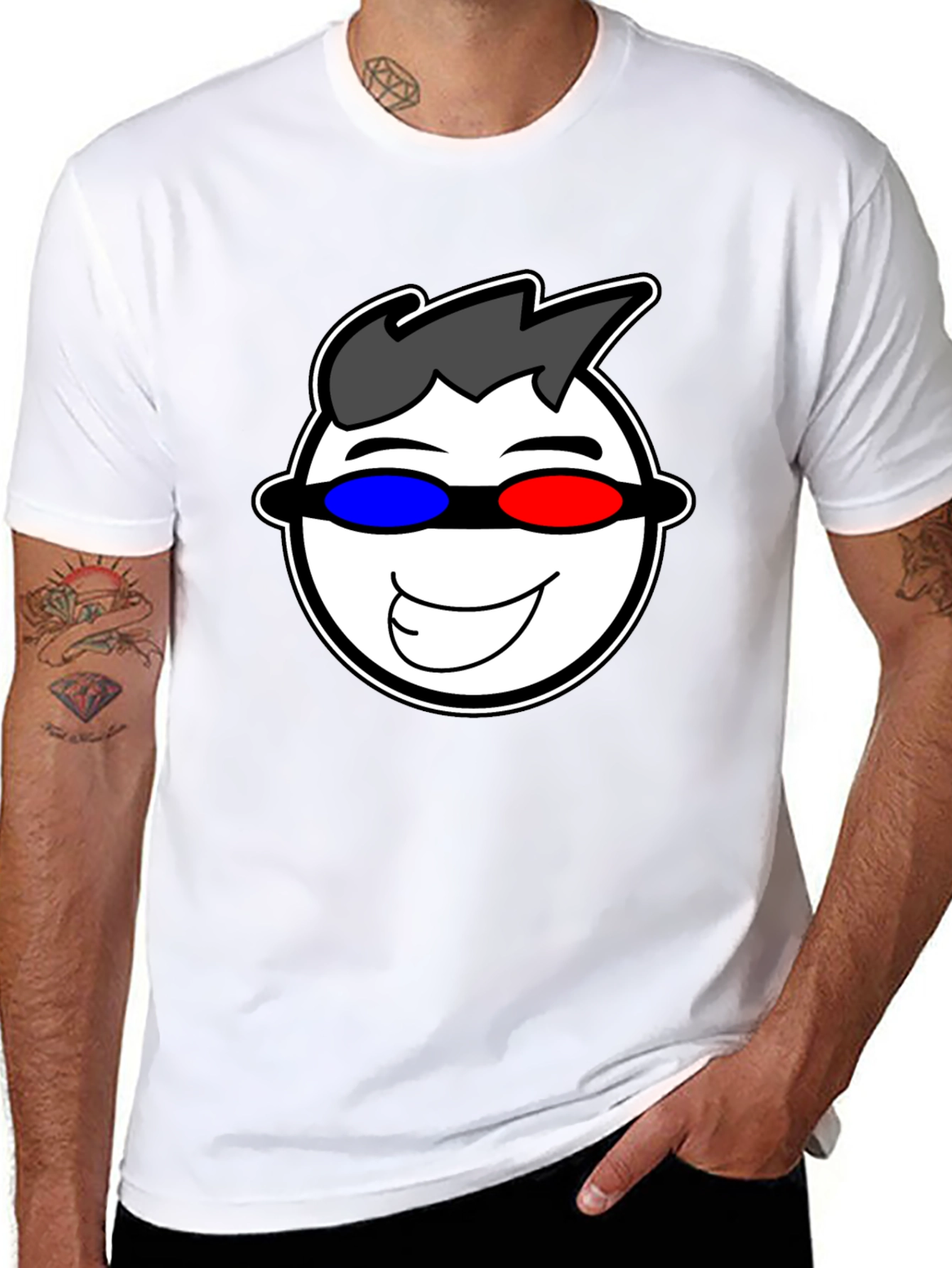 Cool Graphic Tee: 3D Glasses Smiley Face
